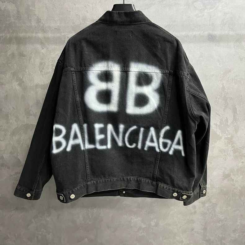 Balenciaga Balenciaga Black Graffiti Denim Jacket by Balenciaga-2506 Size US XS / EU 42 / 0 - 5 Thumbnail