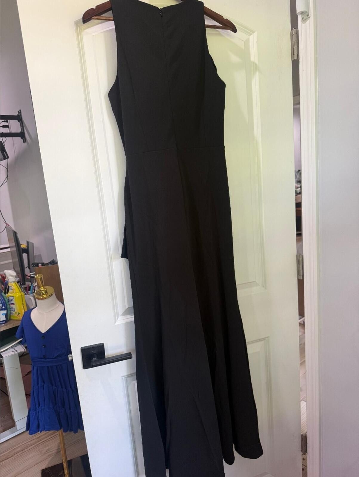 Other Sleeveless Black Maxi Dress with Side Ruffle Size L / US 10 / IT 46 - 4 Thumbnail