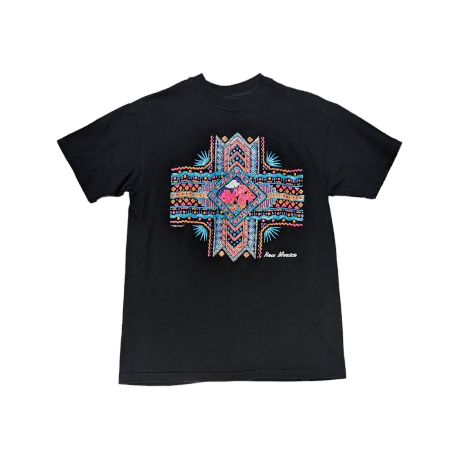 Hanes × Vintage Vintage Single Stitch New Mexico Tee Shirt Black Bright USA Size US M / EU 48-50 / 2 - 1 Thumbnail
