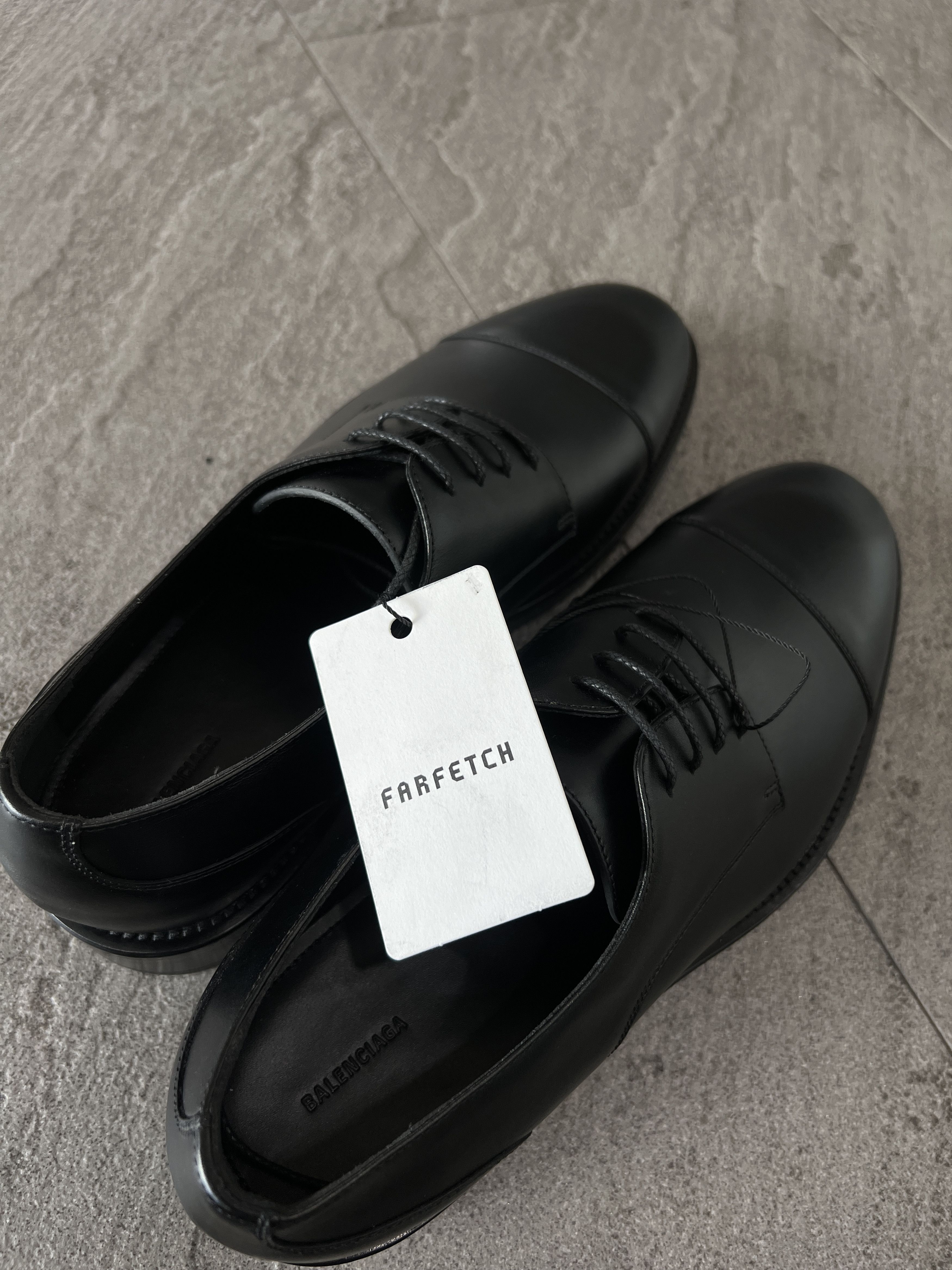 Balenciaga Balenciaga Black Leather Derby Shoes Logo Sole 43 Size US 10 / EU 43 - 13 Thumbnail