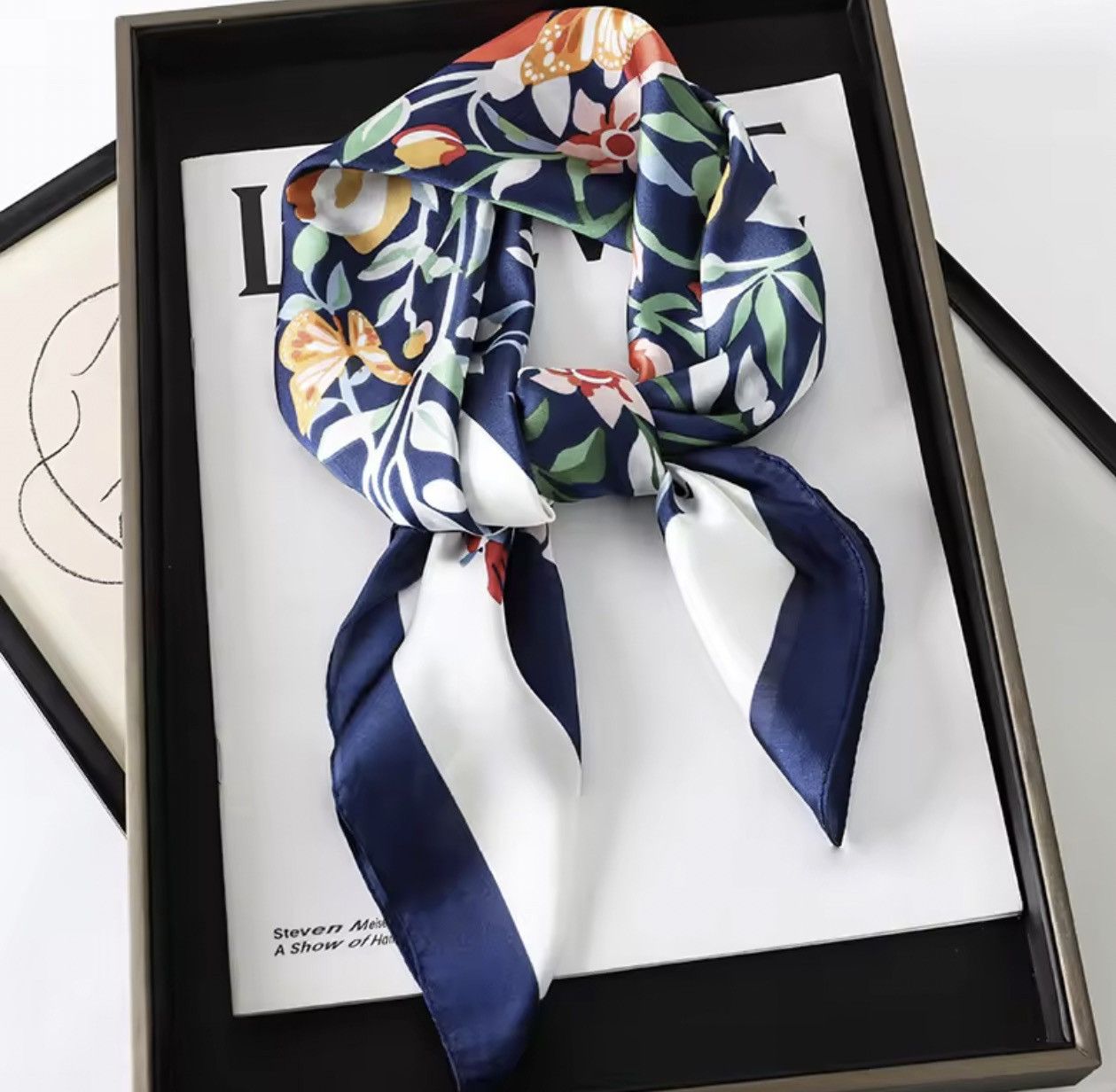 Japanese Brand ✨Elegant Bandana Square Scarf Silky Satin Print Leop Size ONE SIZE - 1 Thumbnail