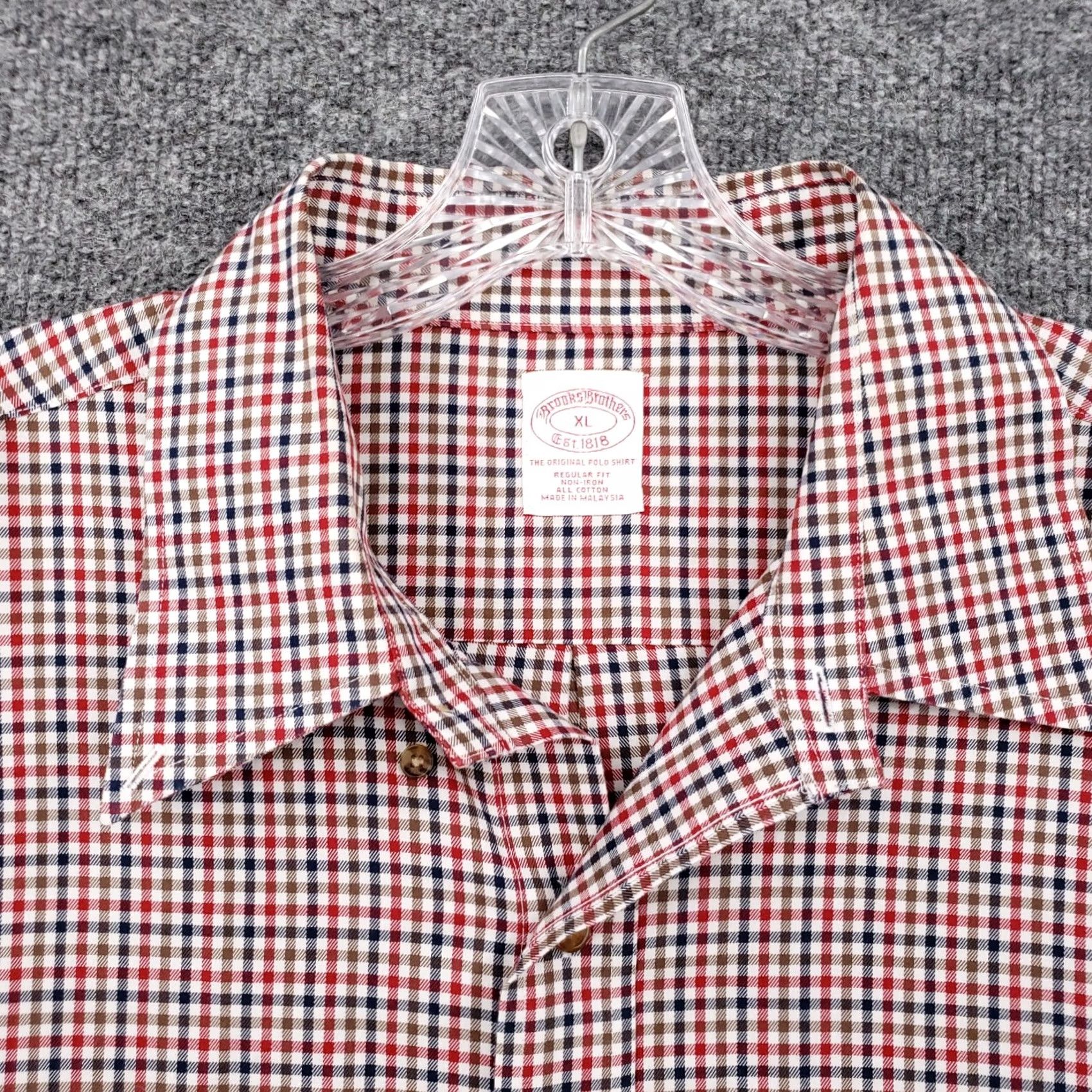 Brooks Brothers Brooks Brothers Shirt Men XL Red Plaid Button Up Long Sleeve Non Iron Size 46R - 3 Thumbnail