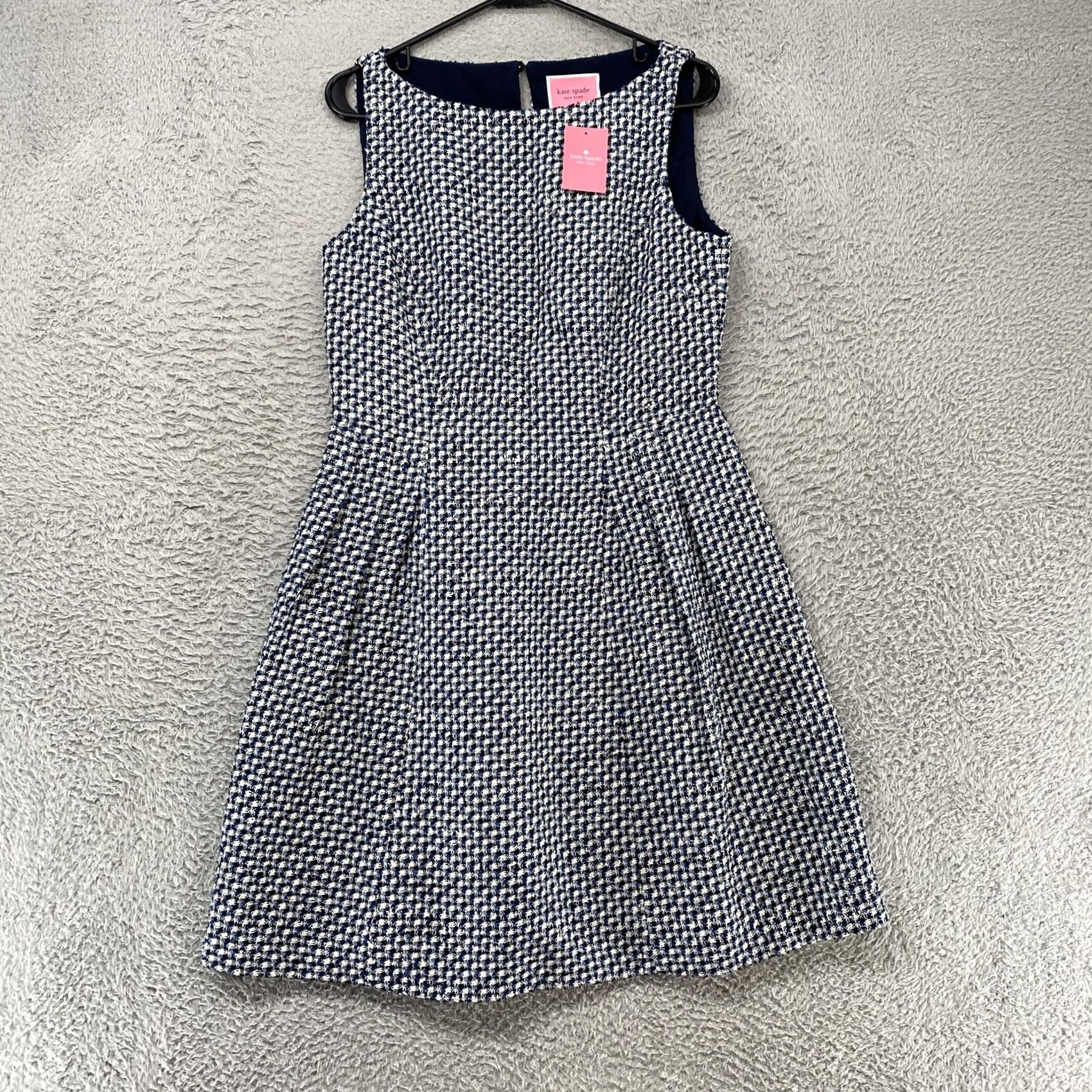 Vintage kate spade new york Dress Womens 6 Blue Nautical Tweed Fit Flare Sleeveless Size M / US 6-8 / IT 42-44 - 2 Thumbnail