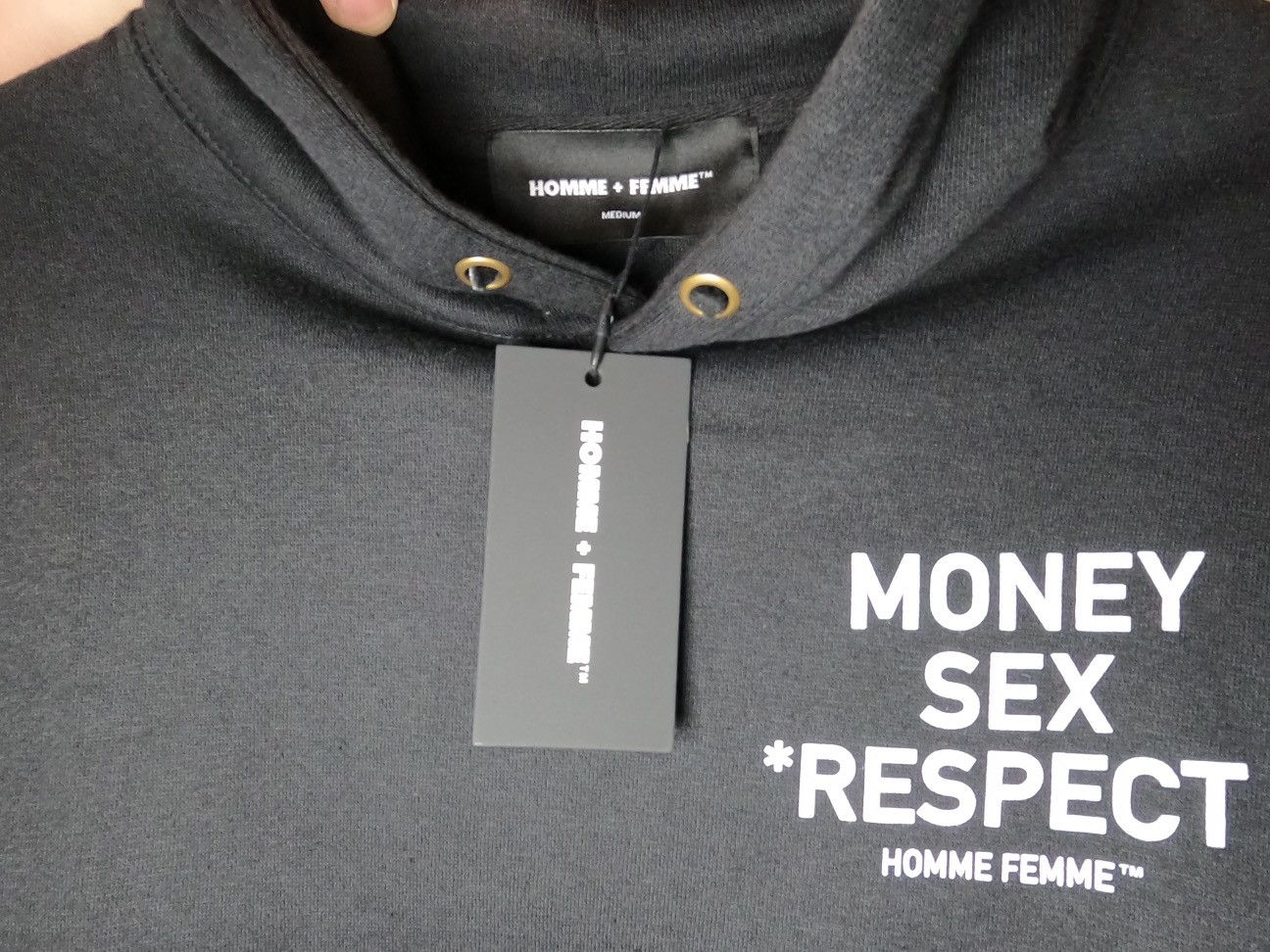 Homme + Femme La •NWT• HOMME + FEMME LA Black Money Sex Respect Hoodie Medium Size M / US 6-8 / IT 42-44 - 4 Thumbnail