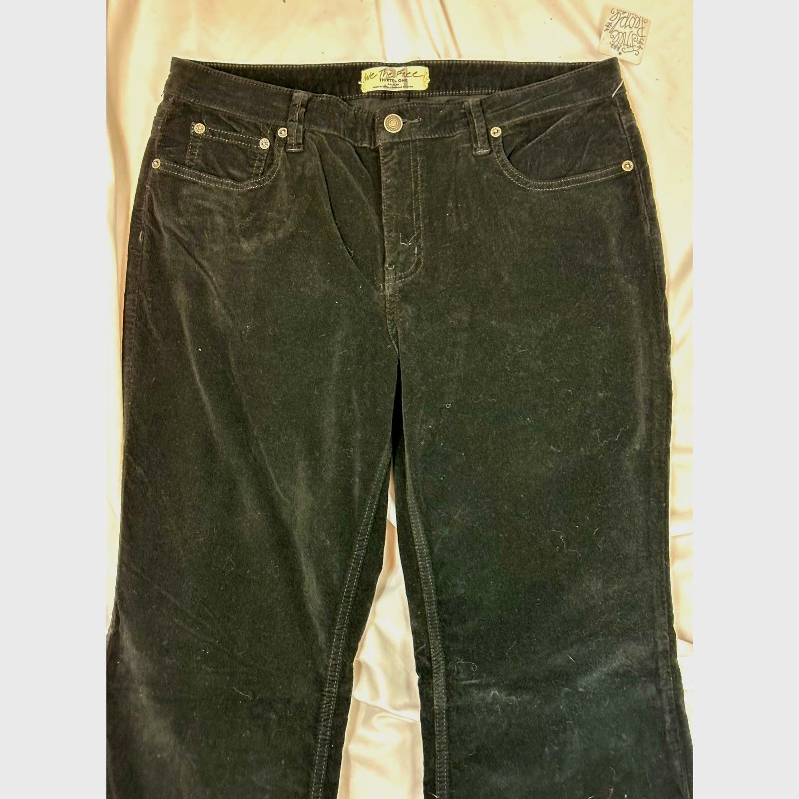 Free People Free People Corduroy Raw Hem Flare Jeans Black Noir 31 Size 31" - 5 Thumbnail