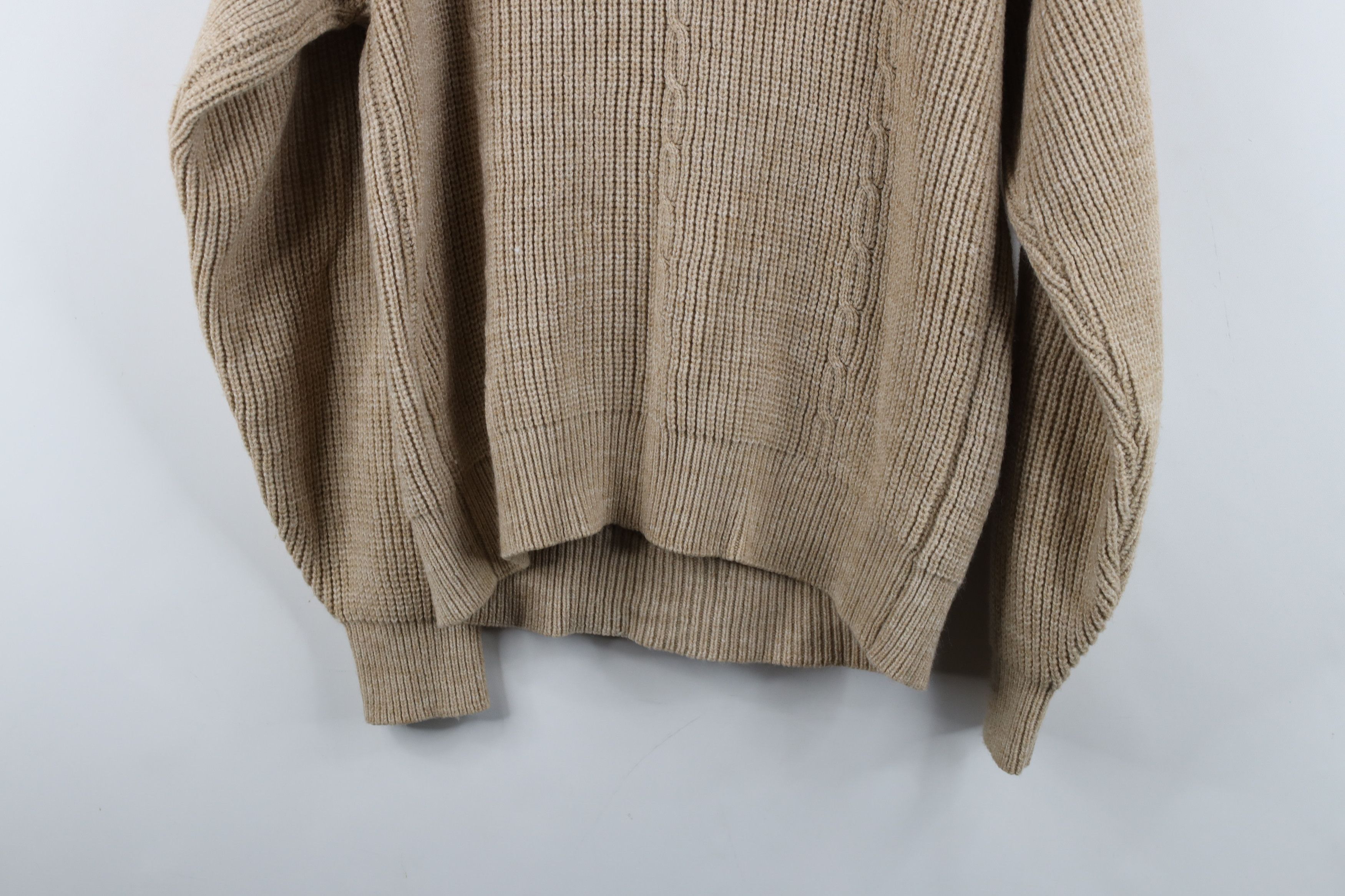 Vintage Vintage 90s Streetwear Ribbed Cable Knit Sweater Beige Size L / US 10 / IT 46 - 10 Thumbnail