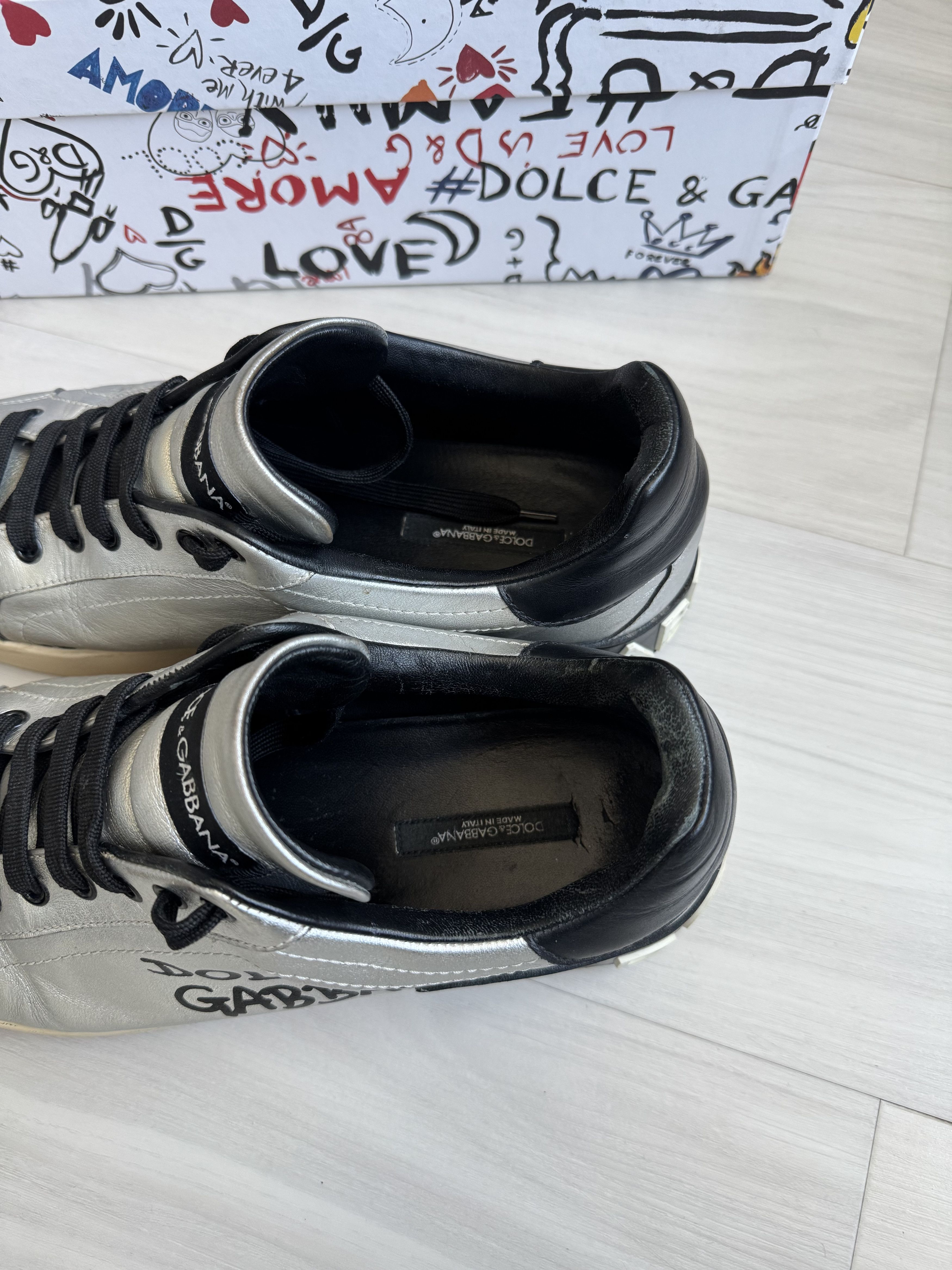 Dolce & Gabbana DOLCE & GABBANA METALLIC CALFSKIN NAPPA PORTOFINO SNEAKERS Size US 10.5 / EU 43-44 - 5 Thumbnail