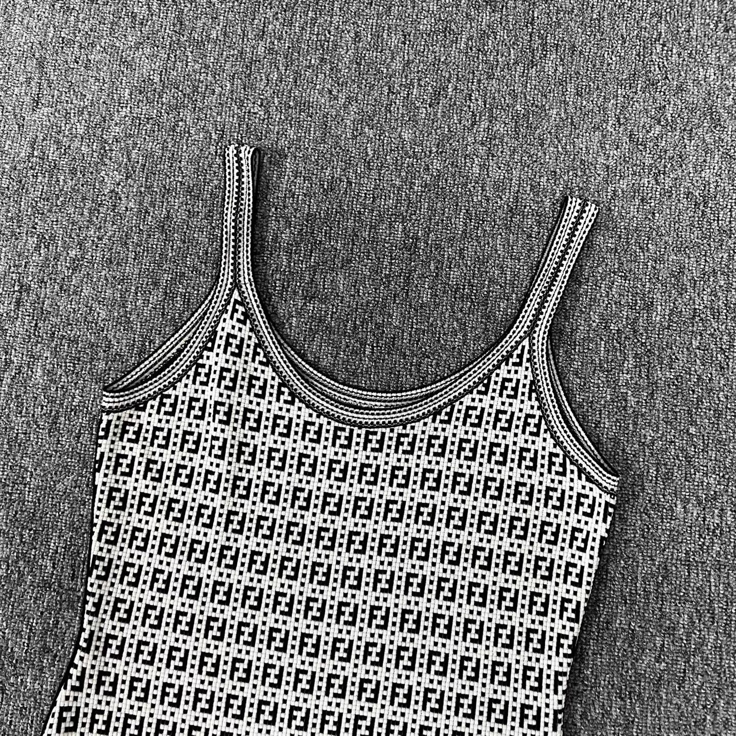 Fendi Fendi FF Print Black White Knit Cami Dress Size M / US 6-8 / IT 42-44 - 3 Thumbnail