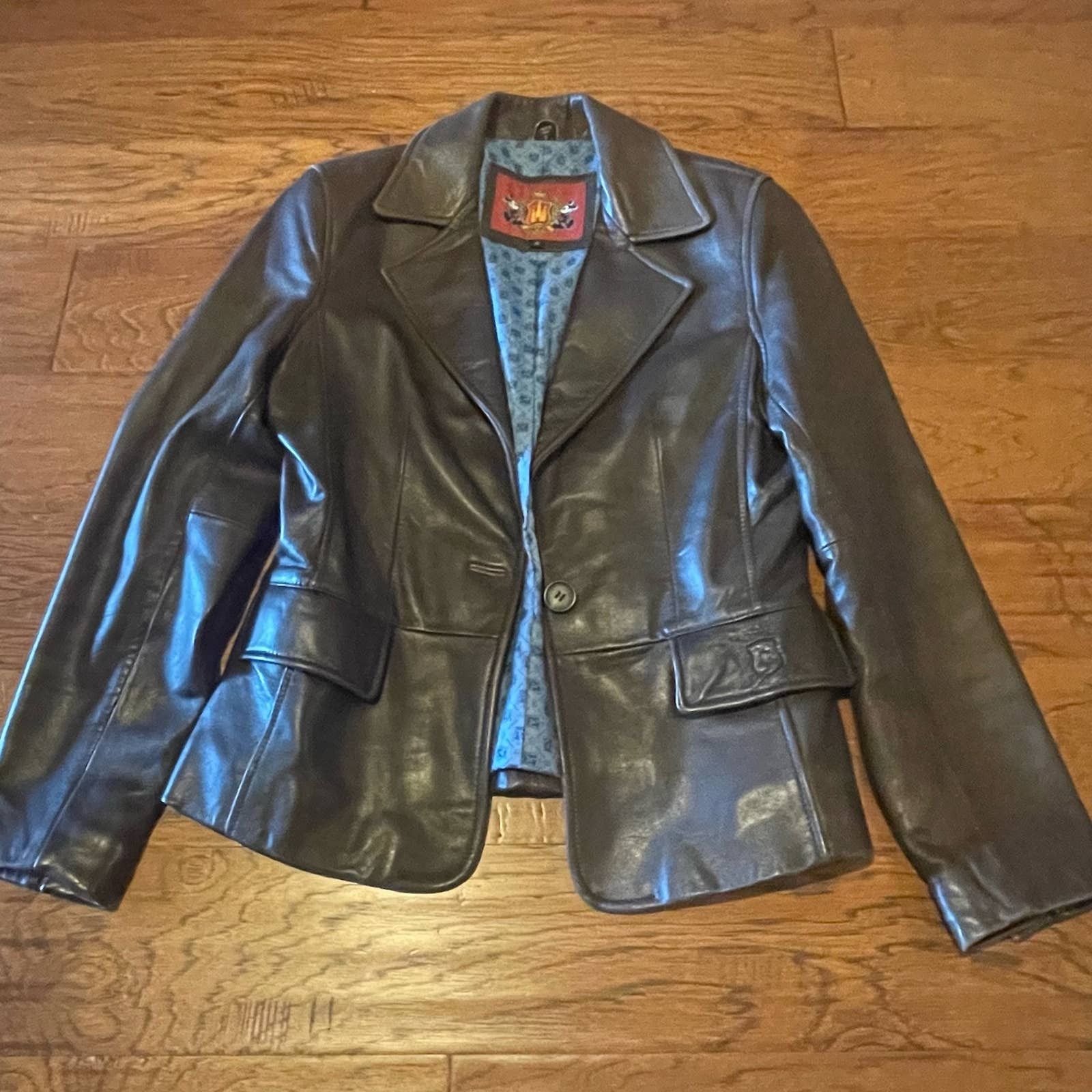 image of 2007 Disneyland Disney Leather Jacket in Brown, Women's (Size Small)