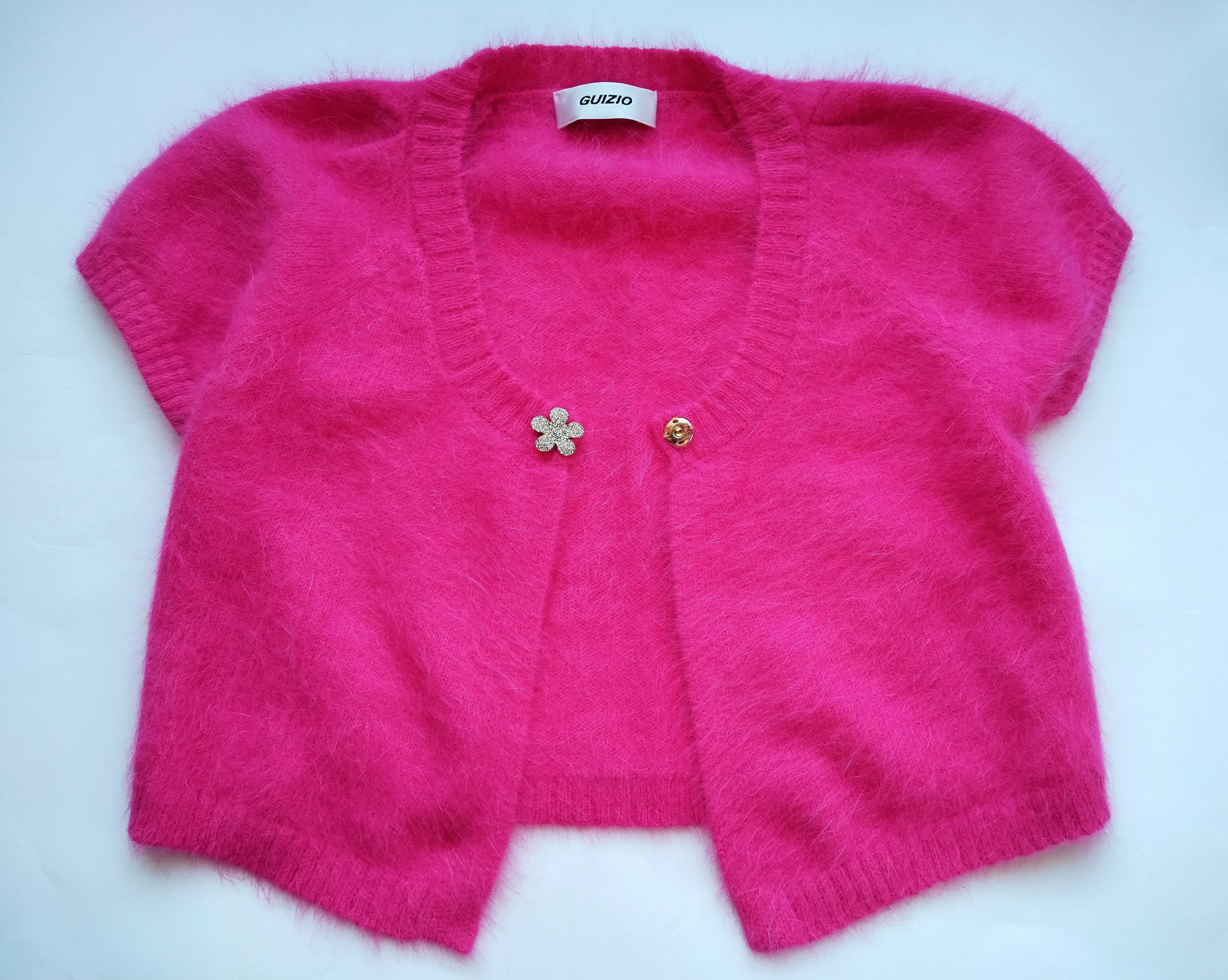 Guizio Fuzzy mohair pink open micro cardigan Size S / US 4 / IT 40 - 3 Thumbnail