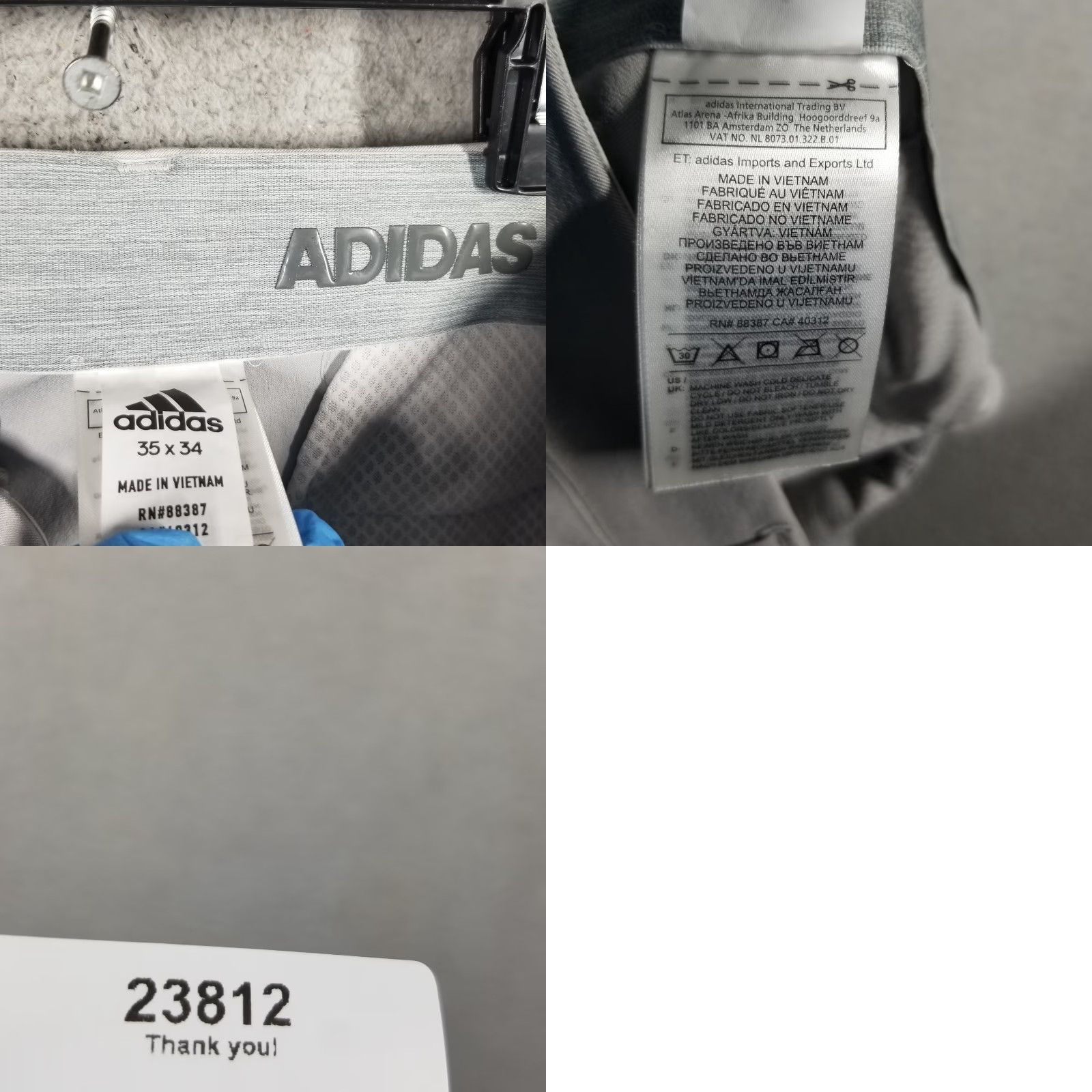 Adidas Adidas Pants Mens 35x34 Gray Golf Performance Athletic Straight Leg Lightweight Comfort Stretch Moisture Wicking Pockets Zip Front Flat Size US 35 - 8 Thumbnail