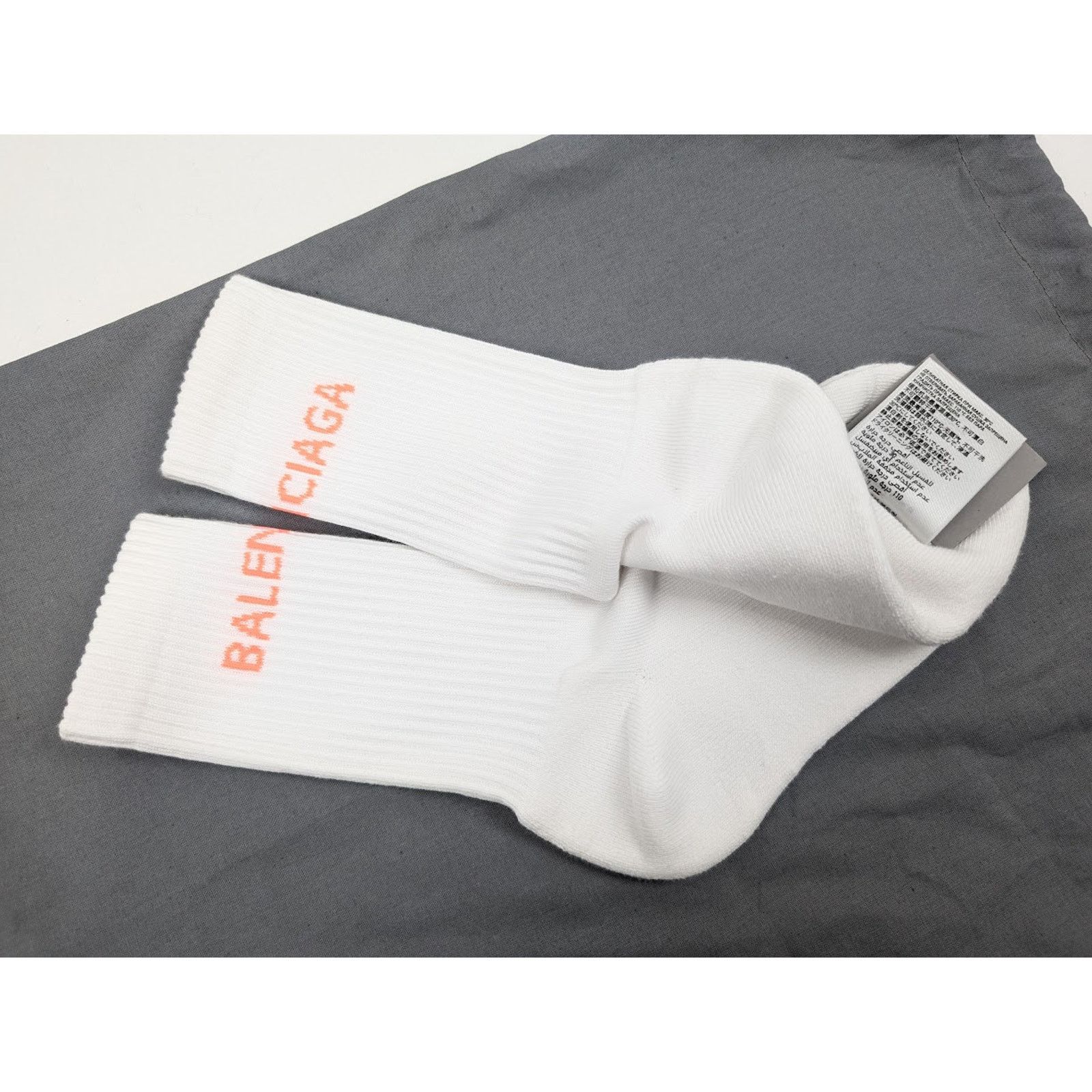 Balenciaga o1rshd1 Size: S / Tennis Cotton Socks in White/Orange Size ONE SIZE - 7 Thumbnail