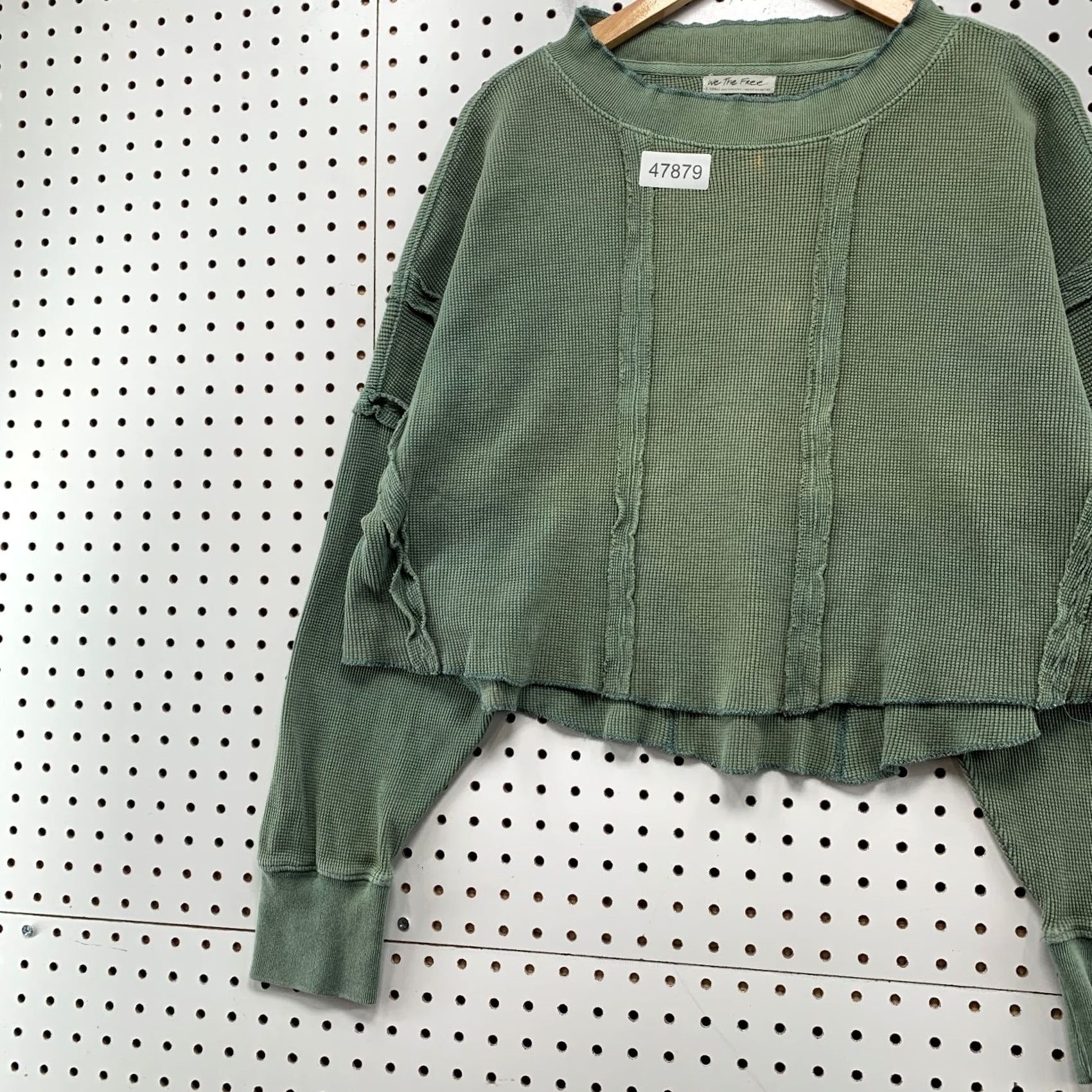 Free People Free People We The Free Thermal Top Womens XS Faded Green Heavyweight Hobo Boho Shirt Size XS / US 0-2 / IT 36-38 - 6 Thumbnail
