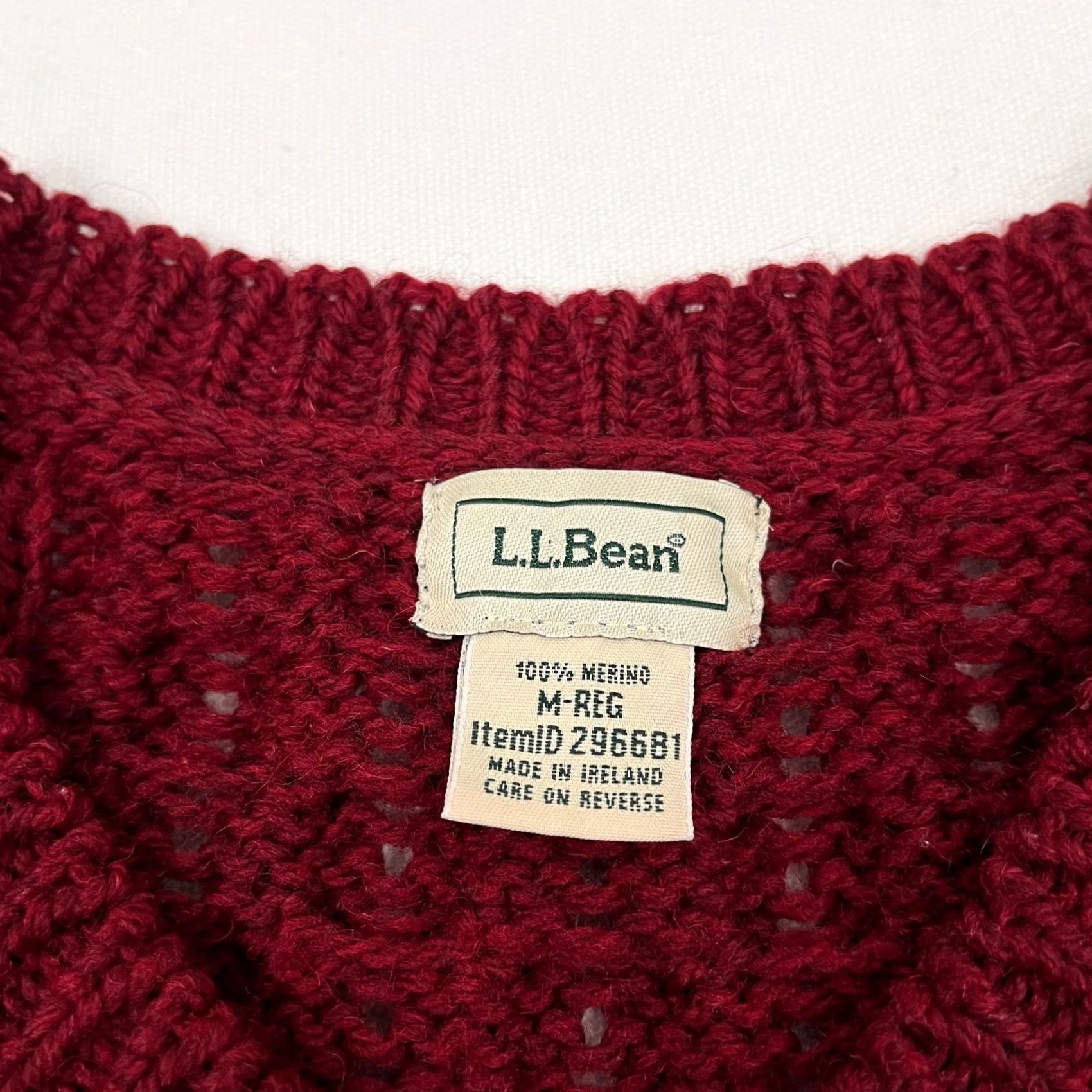 Vintage LL Bean Merino Wool Cardigan Sweater Womens M Red Fisherman Cable Knit Ireland Size M / US 6-8 / IT 42-44 - 2 Thumbnail