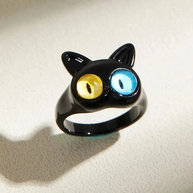 Jewelry Sweet Two Color Cat Eyes Ring Size ONE SIZE - 5 Thumbnail