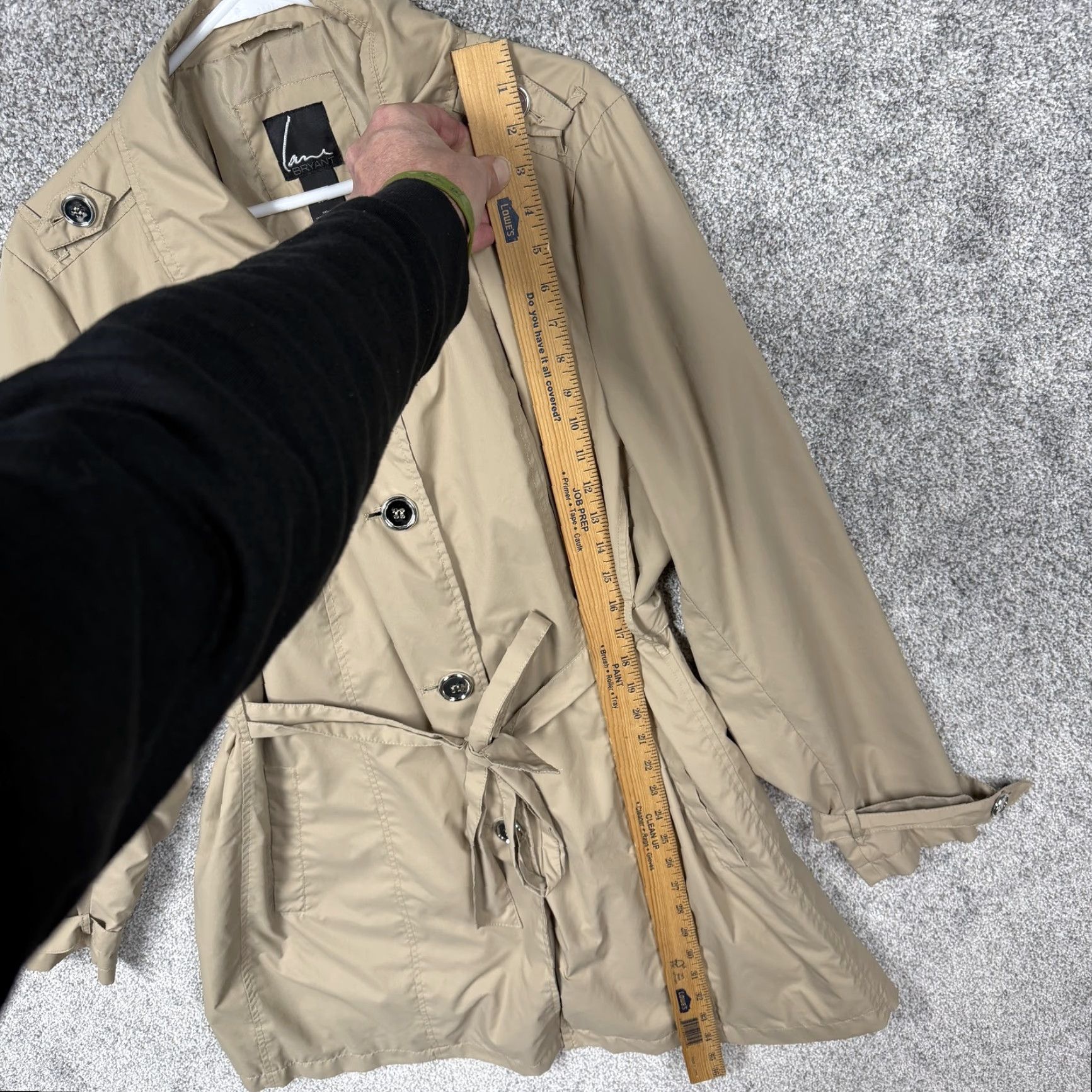 Vintage Lane Bryant Trench Coat Womens Plus 22/24 Beige Belted Lace Up Back Classic Size 3XL / US 20-22 - 2 Thumbnail