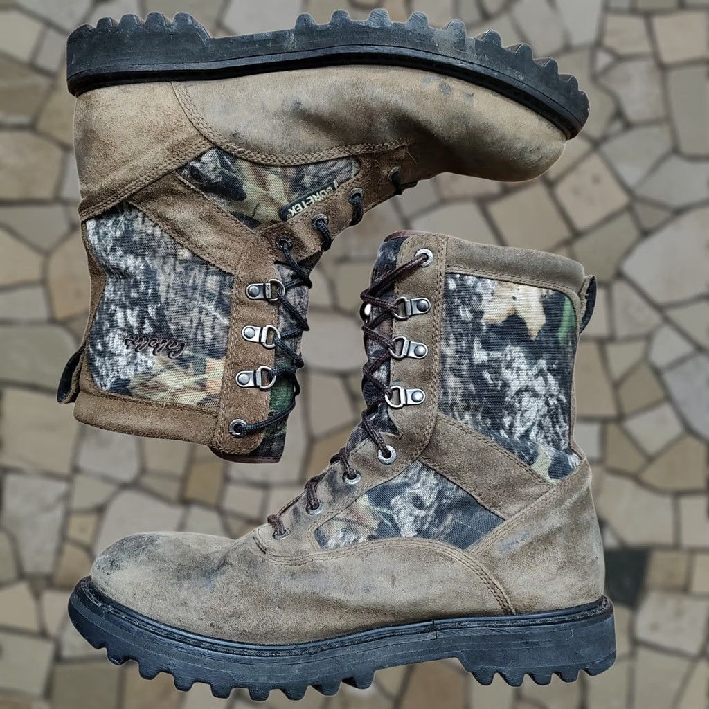 Vintage Cabela's Mens Boots Camouflage Hunting Rubber Outsole Leather Snow Insulated Cushioned Goodyear Size 13D Size US 13 / EU 46 - 1 Thumbnail