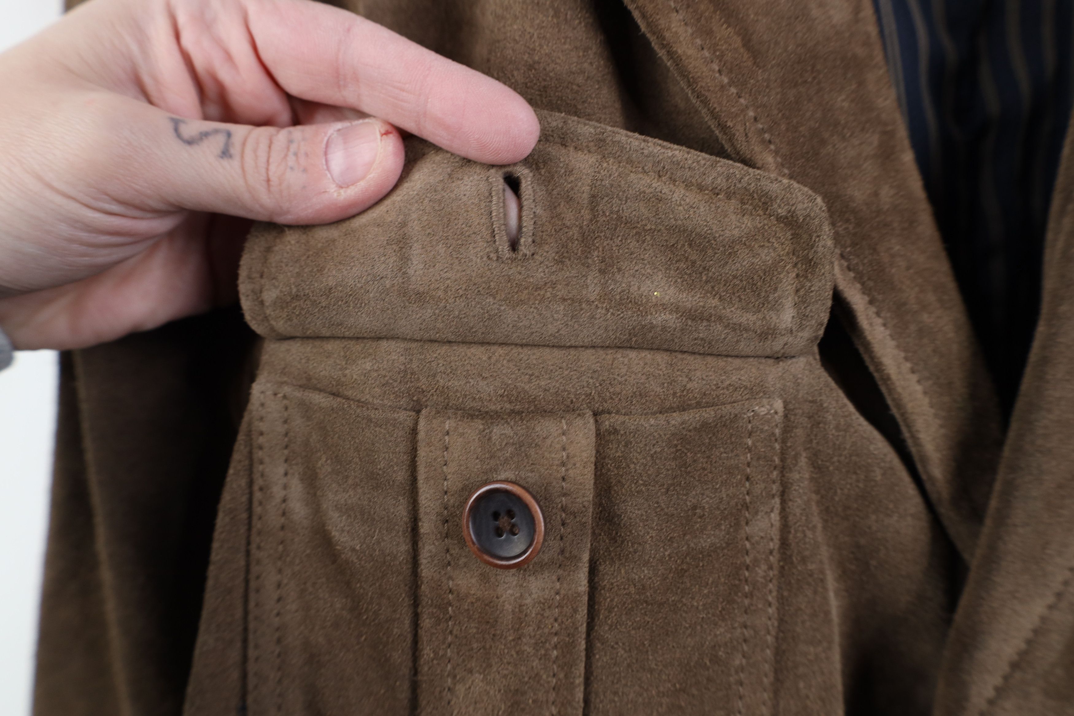 Vintage Vintage 90s Streetwear Suede Leather Military Blazer Jacket Size US L / EU 52-54 / 3 - 5 Thumbnail