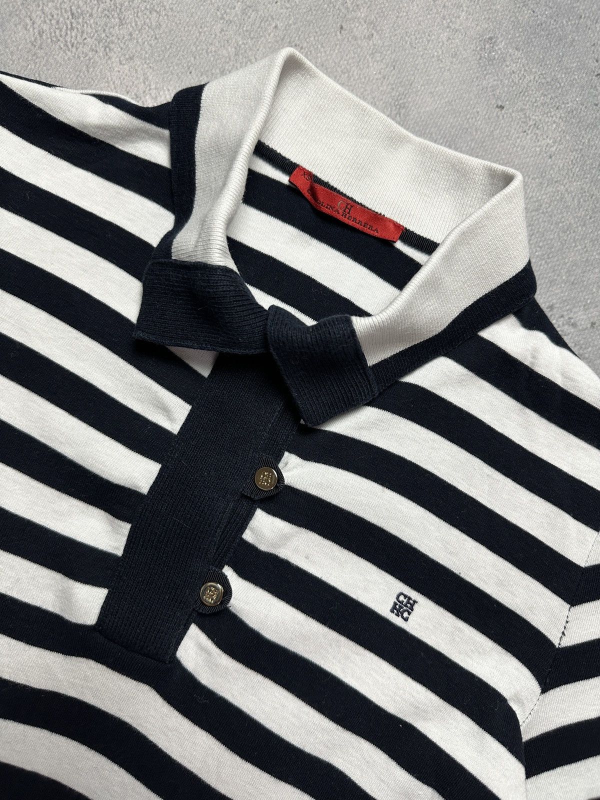 Carolina Herrera Carolina Herrera CH Striped Long Sleeve Vintage Polo Top Lux Size XS / US 0-2 / IT 36-38 - 8 Thumbnail