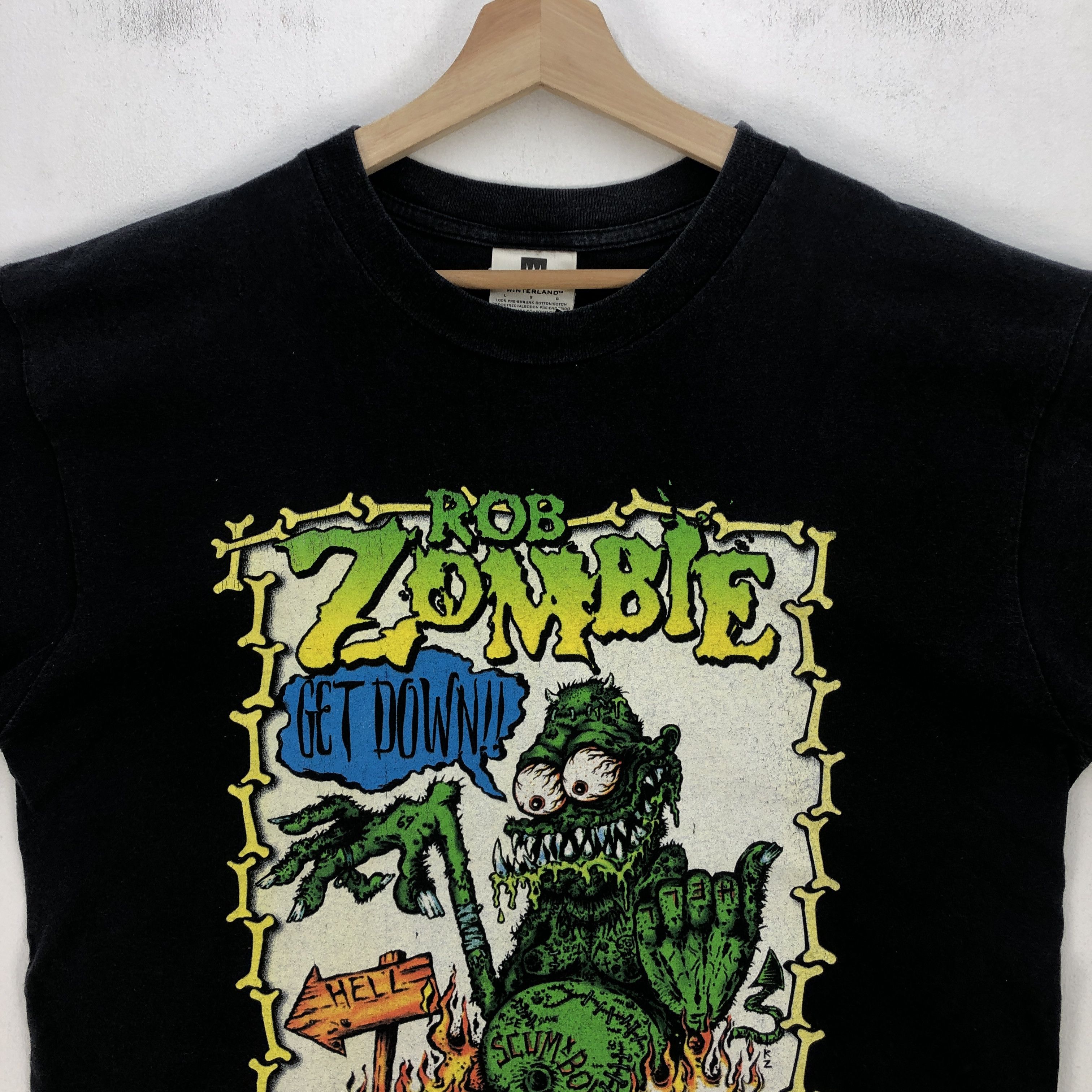 Band Tees Vintage Y2K Rob Zombie T Shirt Get Down Hell Scum X Boy Tee Size US L / EU 52-54 / 3 - 3 Thumbnail