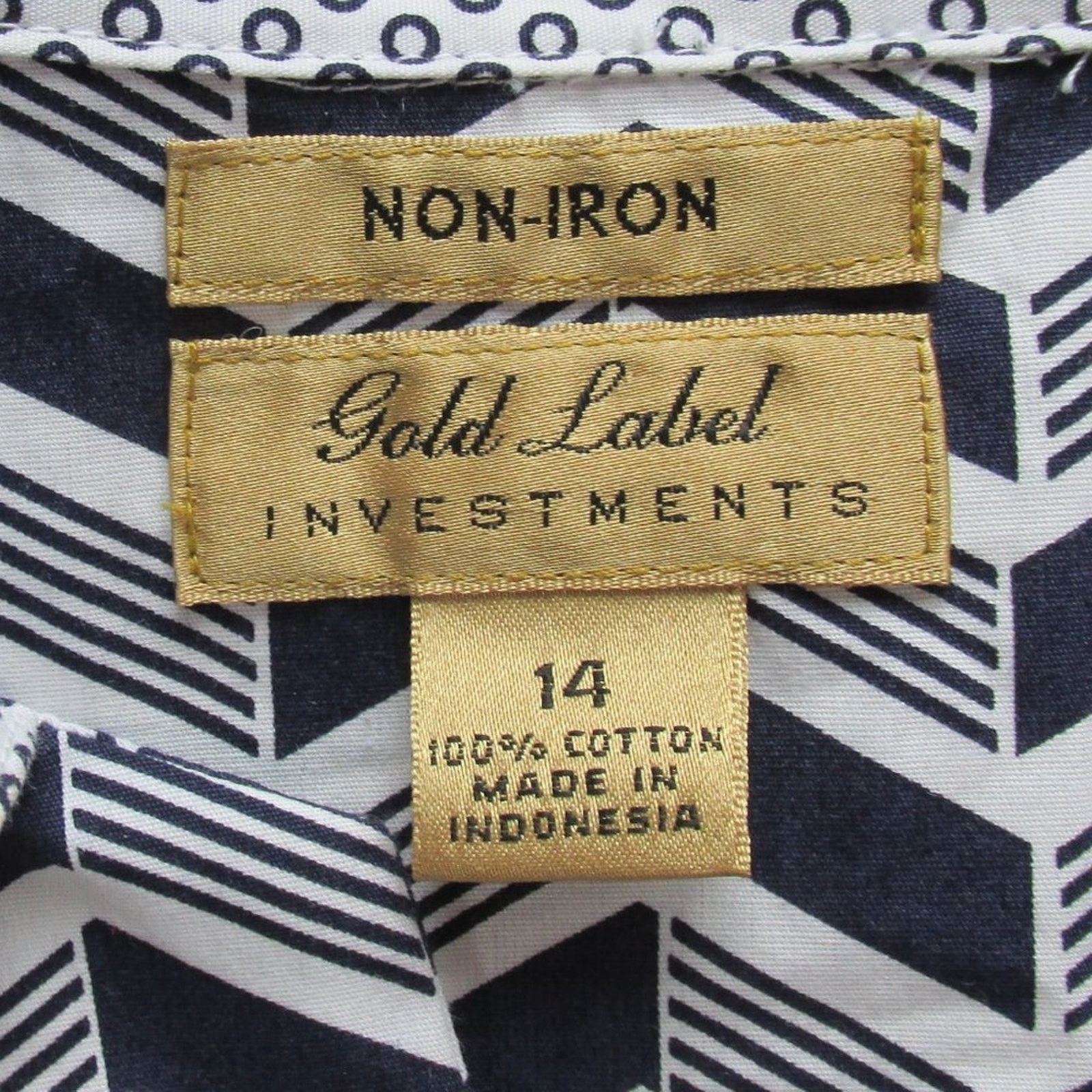 Other Gold Label Investments Blue/White Chevron Plus Size Shirt Size XL / US 12-14 / IT 48-50 - 2 Thumbnail