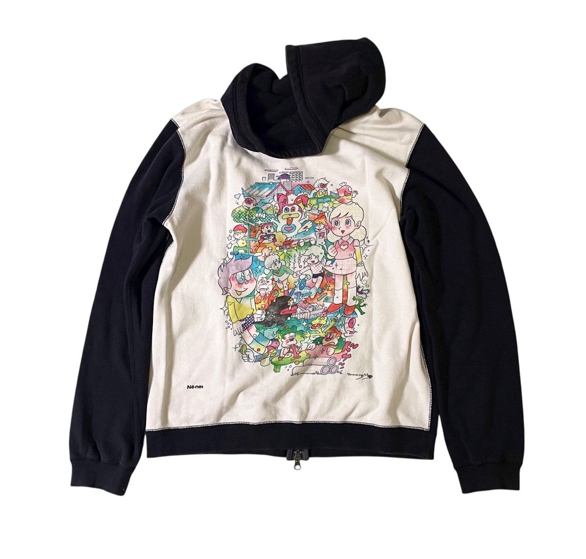 Vintage ne-net two tone doraemon zip hoodie