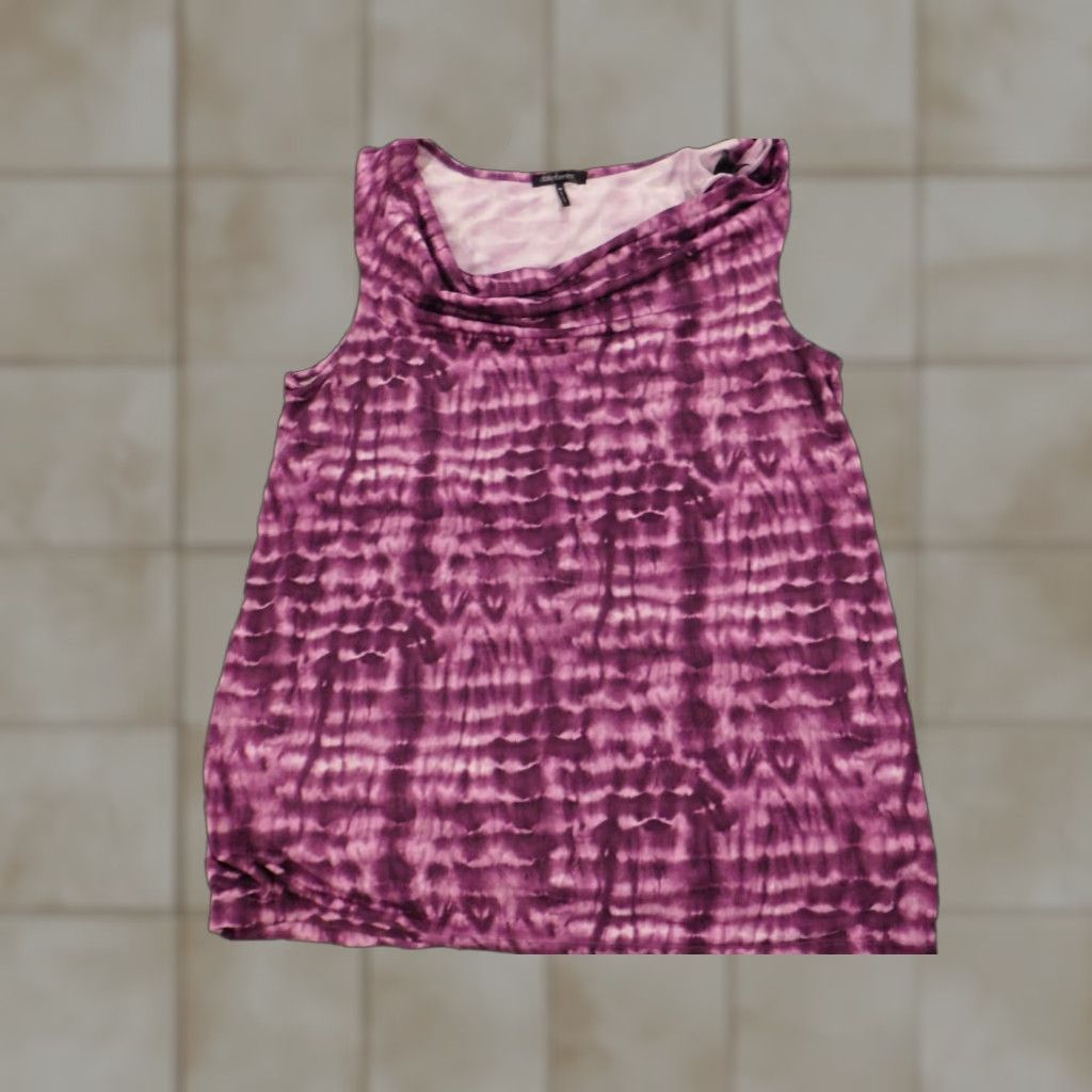 Vintage Daisy Fuentes Blouse Womens M Purple Geometric Sleeveless Collared Pullover Stretch Casual Shirt Size M / US 6-8 / IT 42-44 - 1 Thumbnail