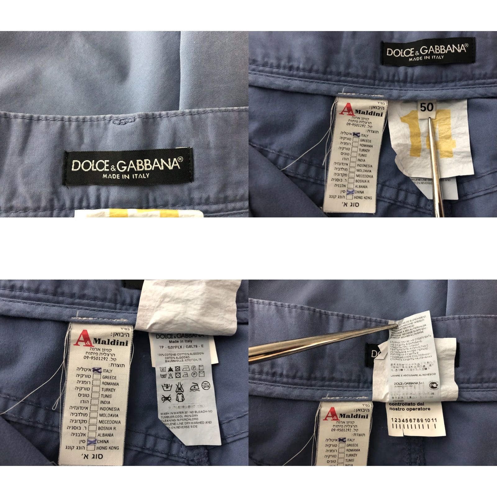 Dolce & Gabbana Dolce&Gabbana Pants Men's Blue Cotton Regular Chino Flat Front Pocket Tapered 50 Size 50 Size US 34 / EU 50 - 9 Thumbnail