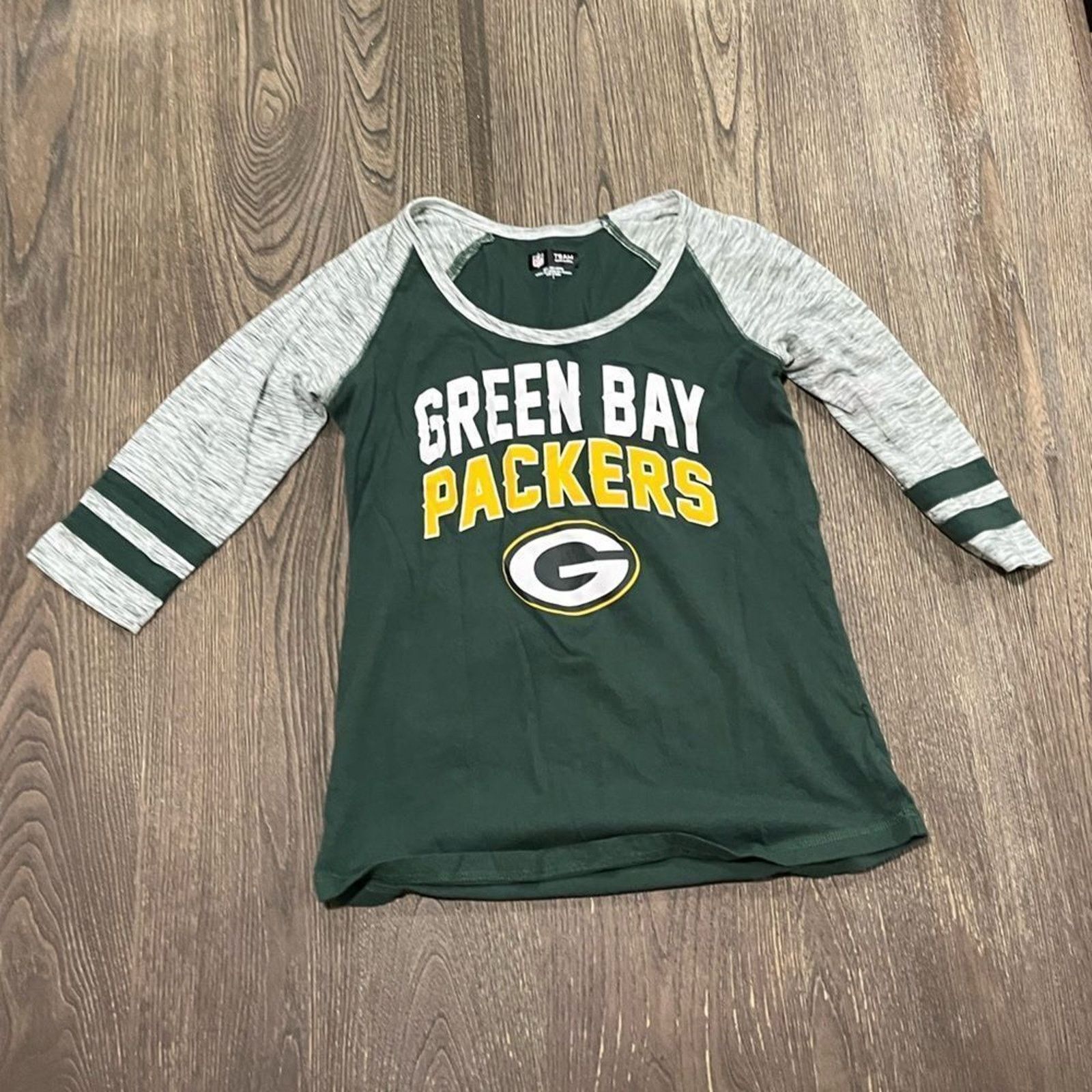 NFL NFL Green Bay Packers 3/4 Sleeve T-Shirt Green Gray Size S / US 4 / IT 40 - 1 Thumbnail