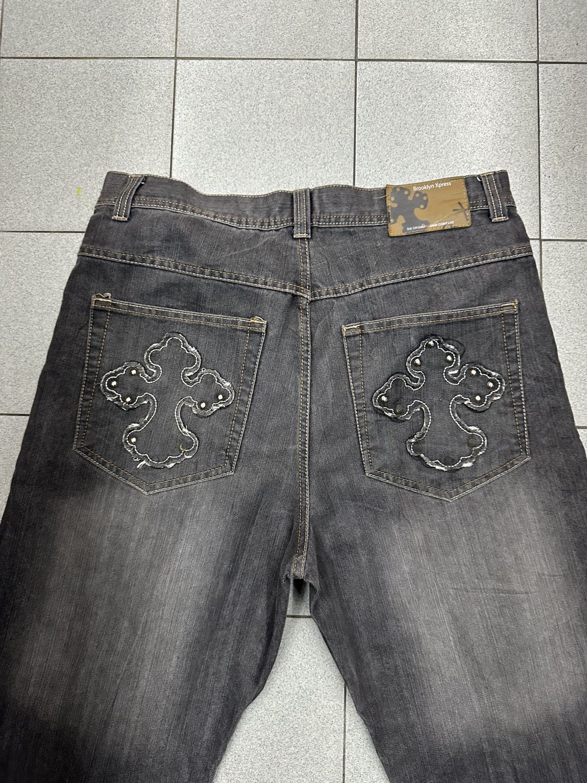 Japanese Brand VTG CROSS Like Chrome Hearts Brooklyn Express Denim Pants Size US 36 / EU 52 - 3 Thumbnail