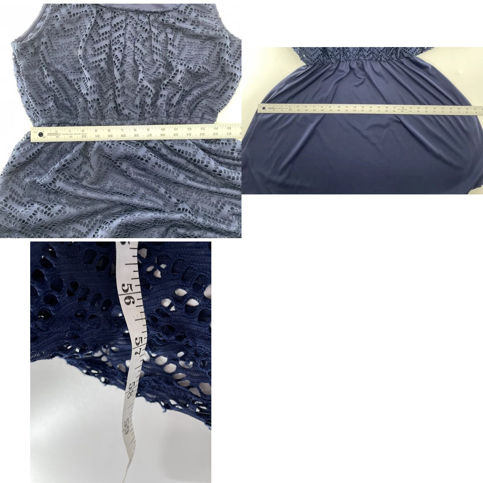Vintage Liberty Love Women’s Navy Blue Lacy Maxi Dress XL Plus Size Sleeveless Lace Fit & Flare Long Casual Womens Size XL / US 12-14 / IT 48-50 - 8 Thumbnail