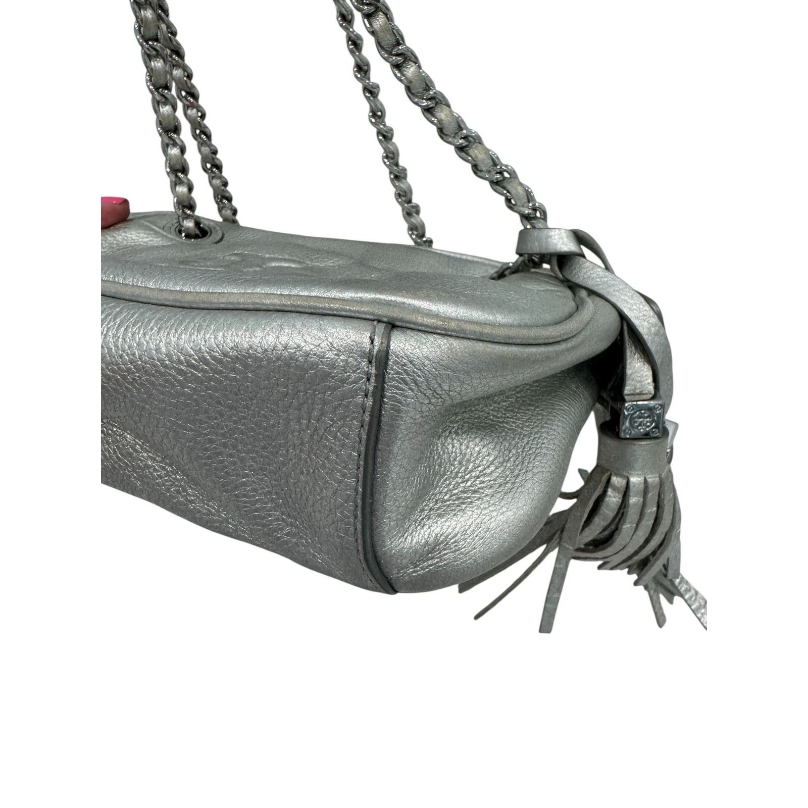 Tory Burch Tory Burch Silver Pebbled Leather Crossbody + Wallet Set Size ONE SIZE - 7 Thumbnail