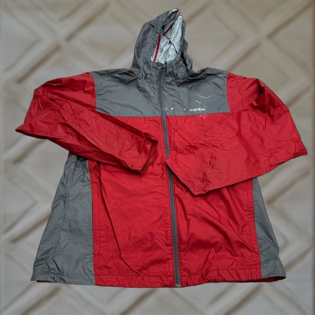 Vintage Columbia Water Light II Windbreaker Jacket Mens Large Red Gray Full Zip Hooded Jacket Regular Size US L / EU 52-54 / 3 - 1 Thumbnail