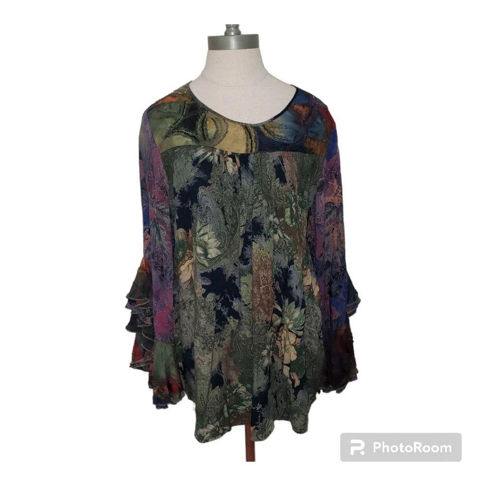 Designer CT734 Ethyl Floral Long Sleeve Blouse S Size S / US 4 / IT 40 - 1 Thumbnail