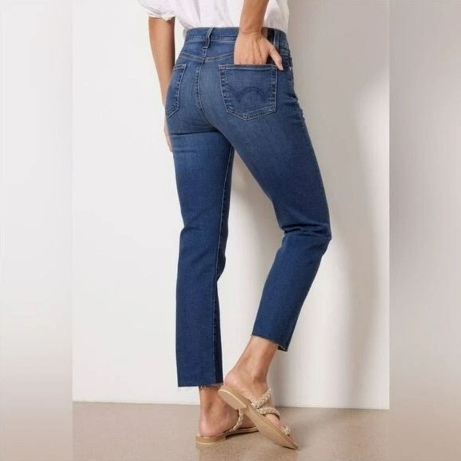 Edwin Edwin High Rise Slim Straight Crop Denim Jeans Womens 31 Size 31" - 2 Thumbnail