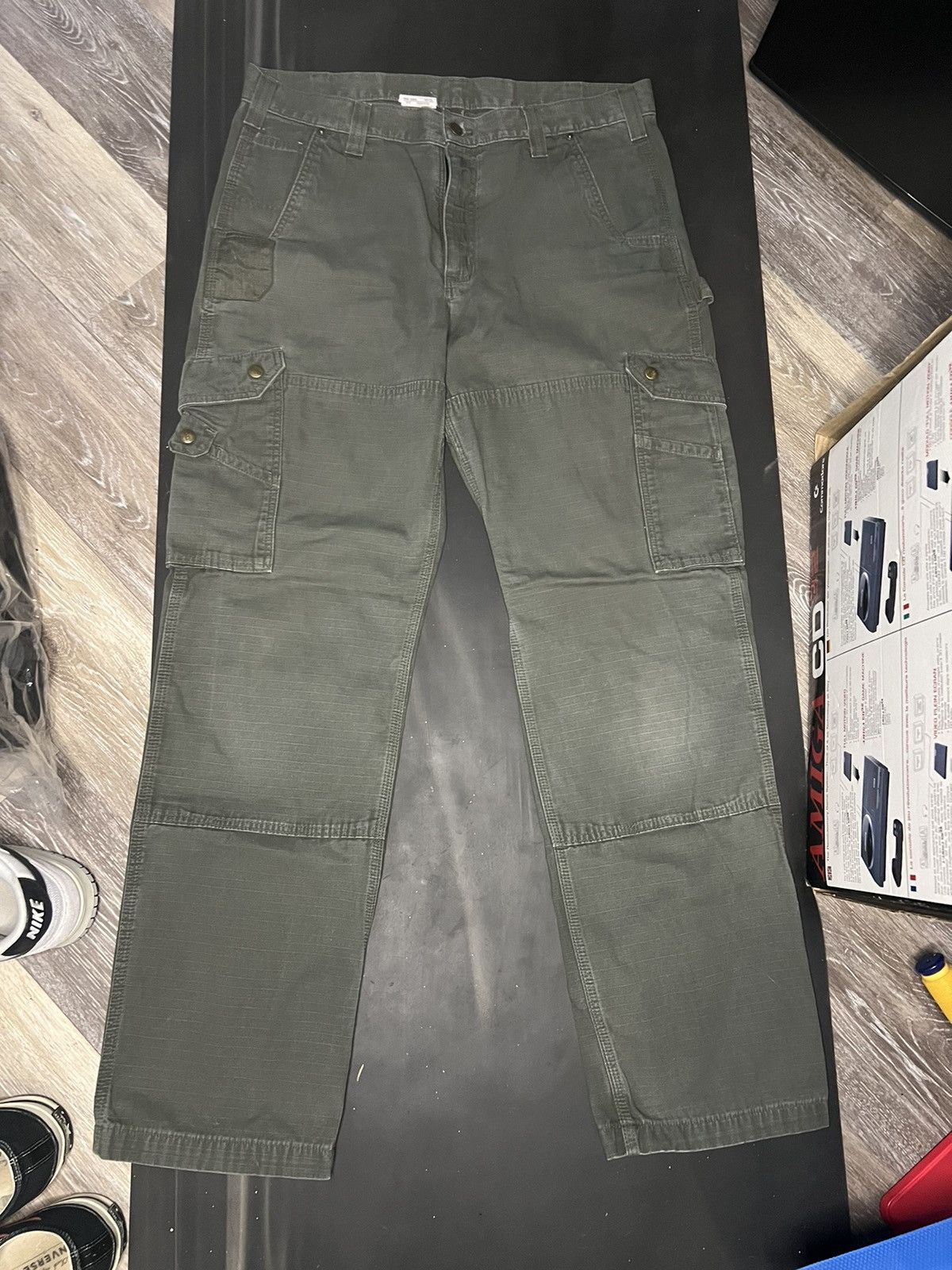 image of Carhartt Double Knee Canvas Cargo Pants in Green, Men's (Size 36)