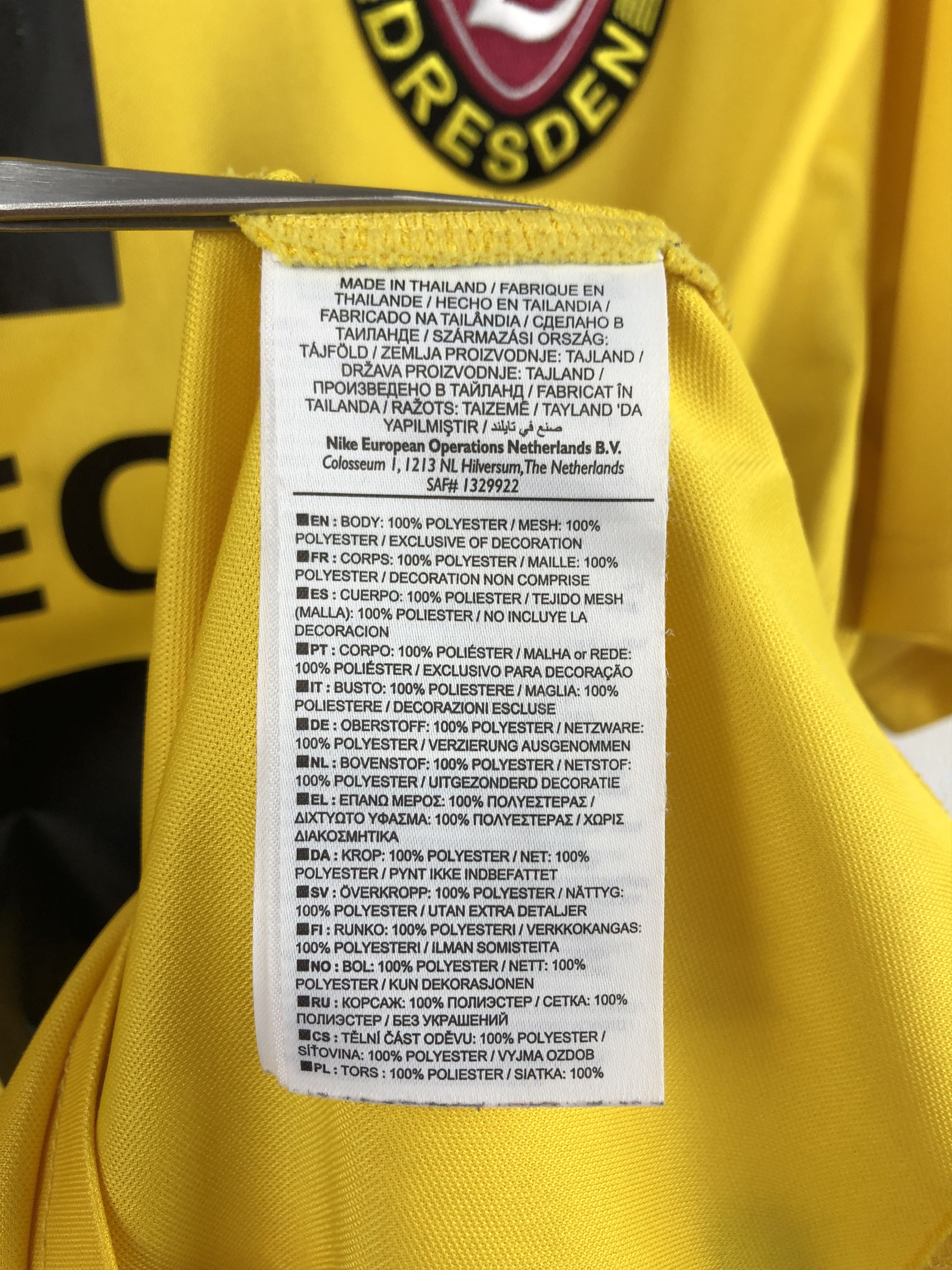 Nike Dynamo Dresden shirt Soccer #25 Koch Jersey Player Issue Size US L / EU 52-54 / 3 - 15 Thumbnail
