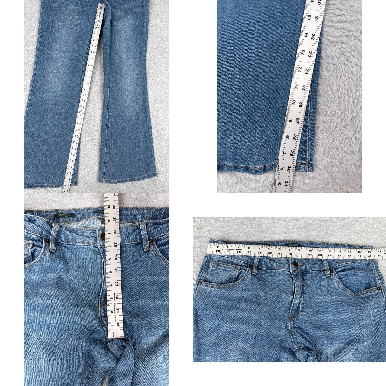 Vintage Wild Fabel Jeans Womens 14 Blue Denim Low Rise Flare Flared Cotton Blend 33x30 Size 36" / US 14 / IT 50 - 8 Thumbnail