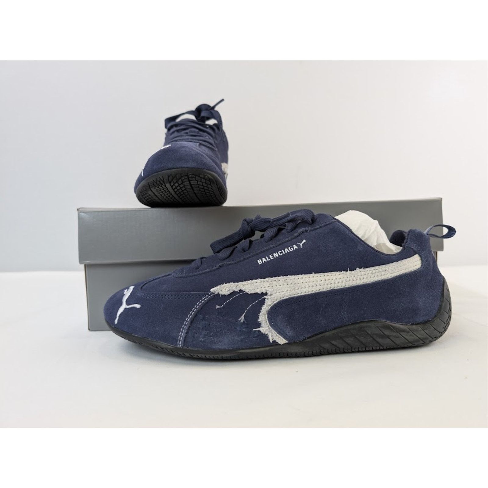 Balenciaga × Puma o1rshd1 Q:2 / Speedcat Destroyed Low Top Sneaker in Navy Size US 11 / EU 44 - 20 Thumbnail
