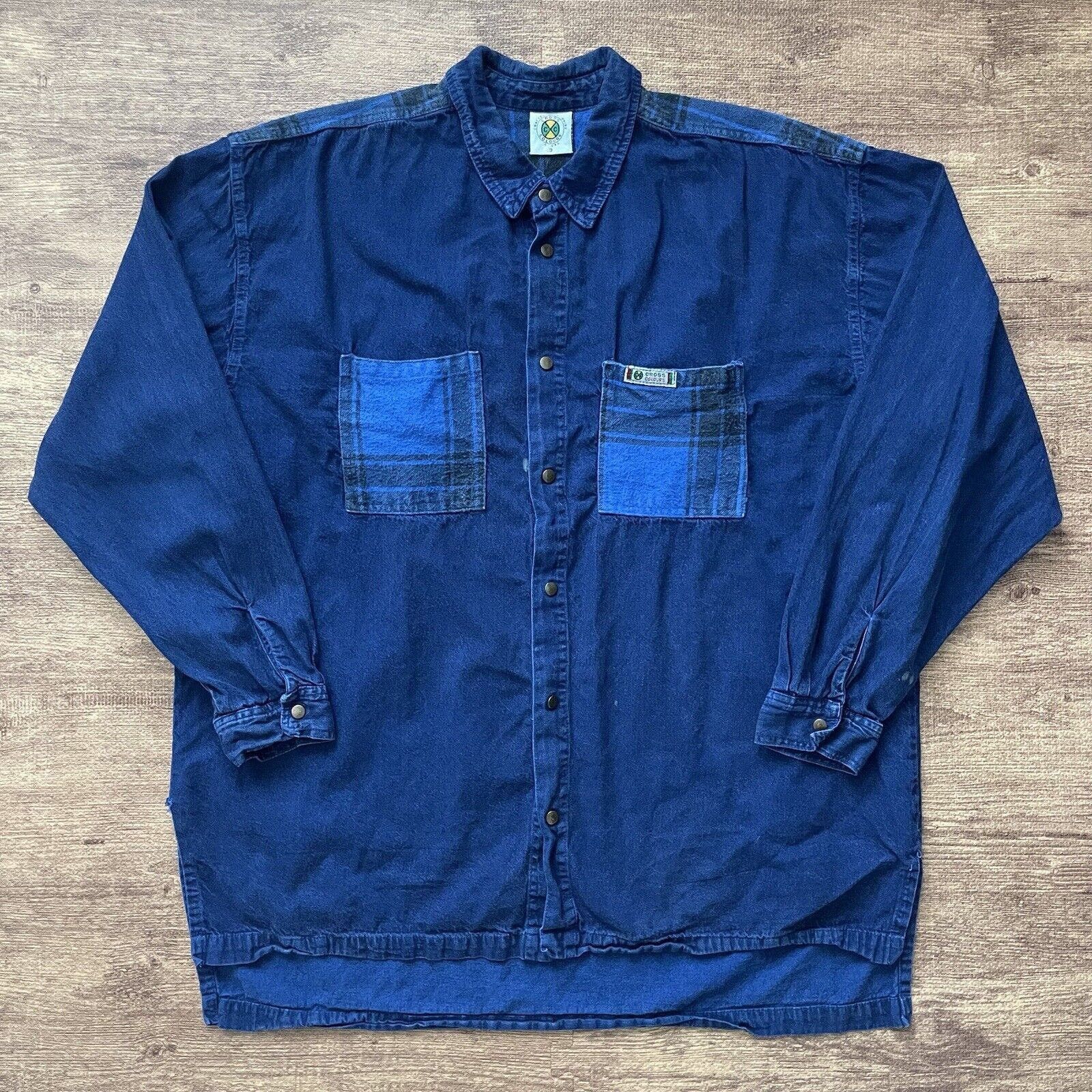 image of Cross Colours Flannel Shirt Mens Size 3Xl Button Up in Blue