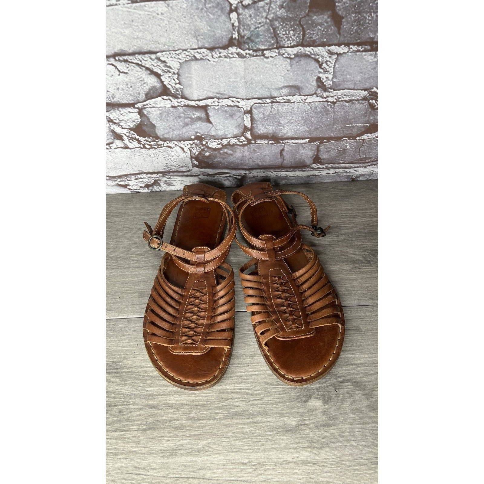 Frye Frye Kayla Brown Leather Huarache Woven Flats Sandals Women’ Size US 8.5 / IT 38.5 - 4 Thumbnail