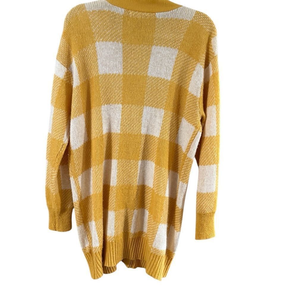 Other Yellow and Cream Checkered Long Cardigan Sweater Size L / US 10 / IT 46 - 9 Thumbnail