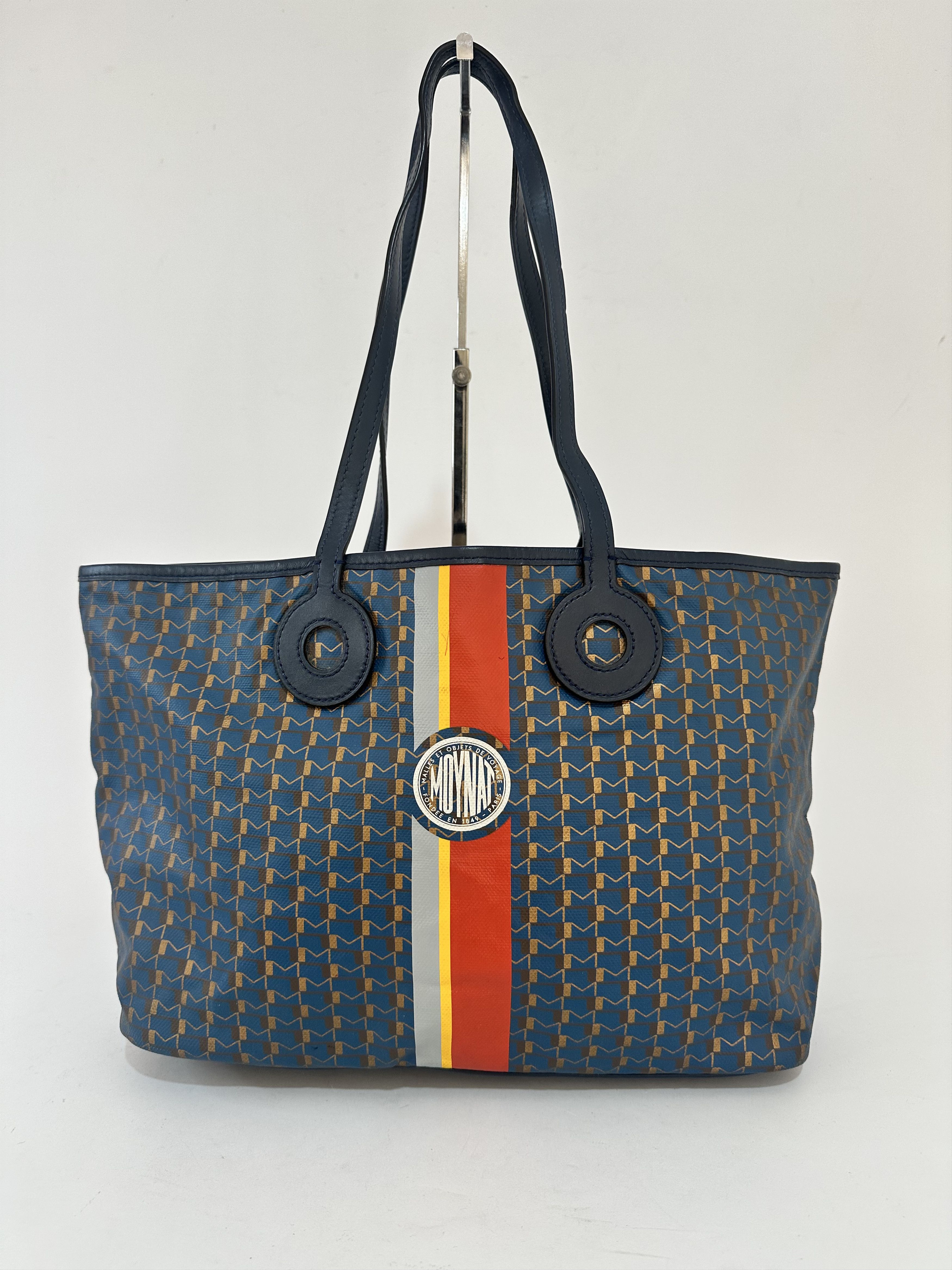 Moynat Moynat Blue Monogram Coated Canvas and Leather Tote Size ONE SIZE - 1 Thumbnail