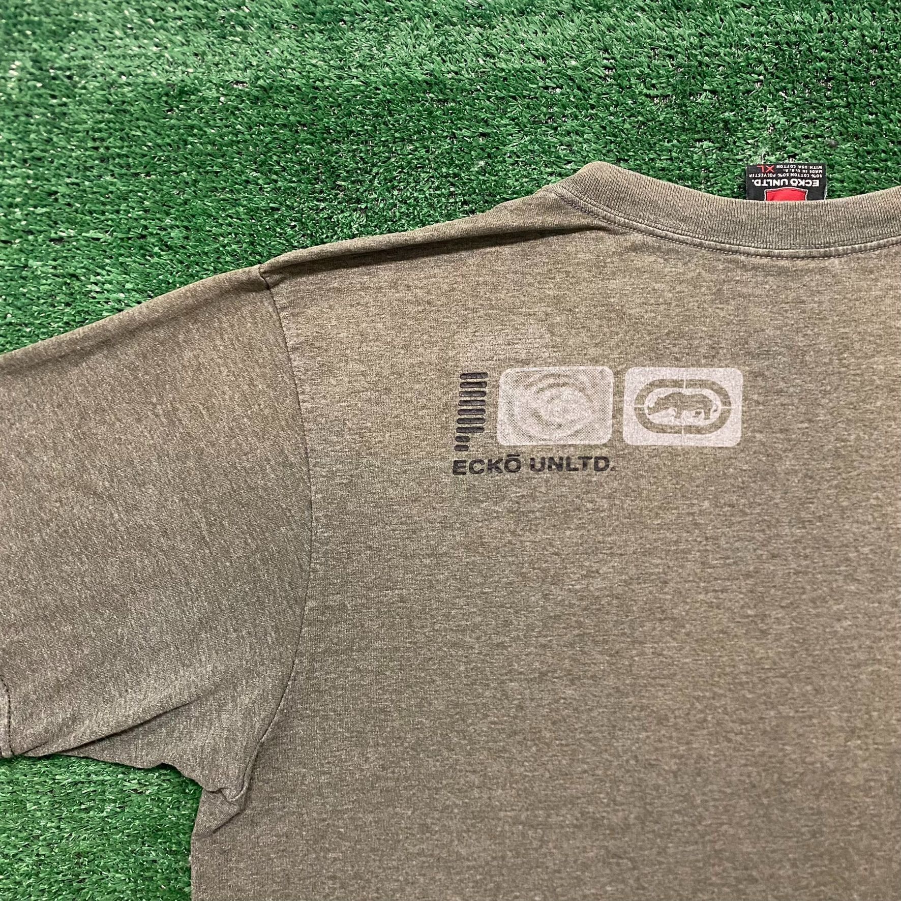 Ecko Unltd. Vintage 90s Ecko Unltd. Rhino Baggy Sun Faded Drill Trap Tee Size US XL / EU 56 / 4 - 7 Thumbnail