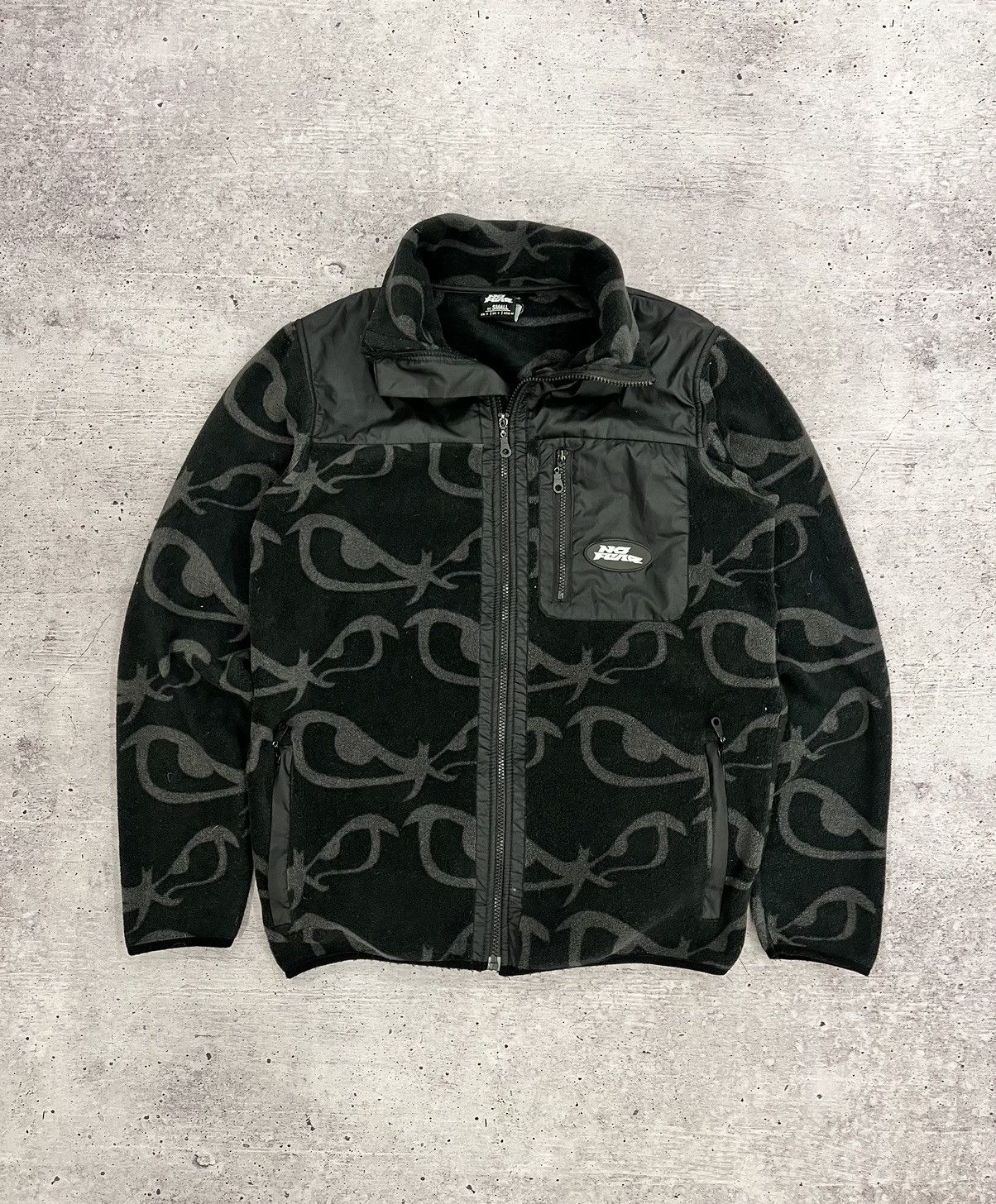 Pre-owned No Fear X Vintage No Fear Monogram Teddy Fleece Sherpa Jacket In Black
