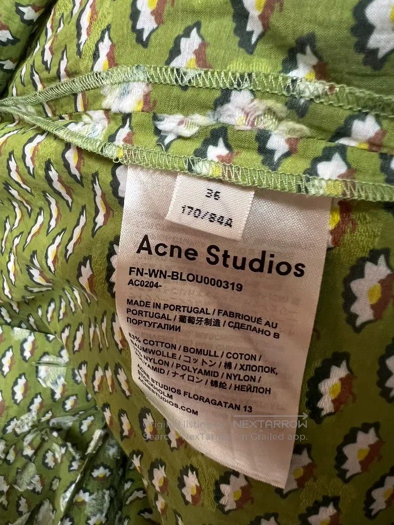 Acne Studios Acne Studios Green Daisy Shirt Size US L / EU 52-54 / 3 - 3 Thumbnail