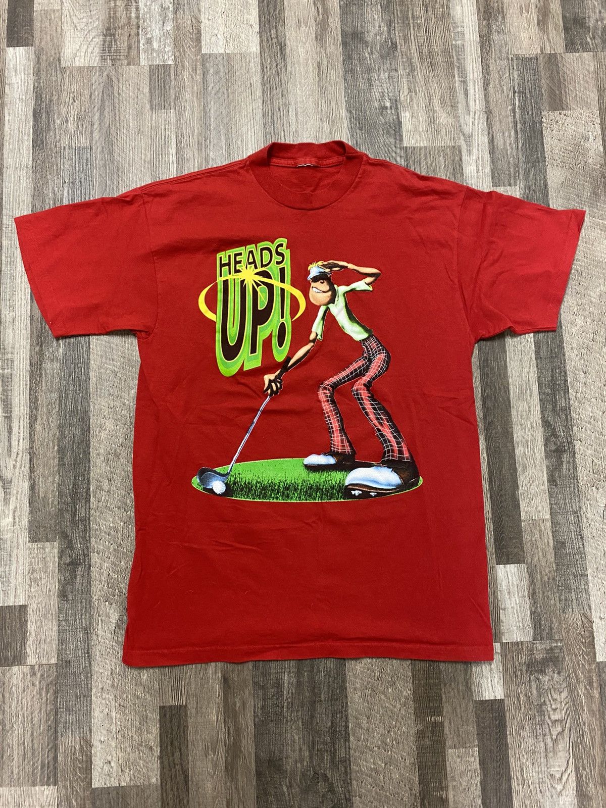 Vintage Vintage Heads Up Golf Tee T Shirt Red Graphic Humor Y2K Rare Size US L / EU 52-54 / 3 - 1 Thumbnail