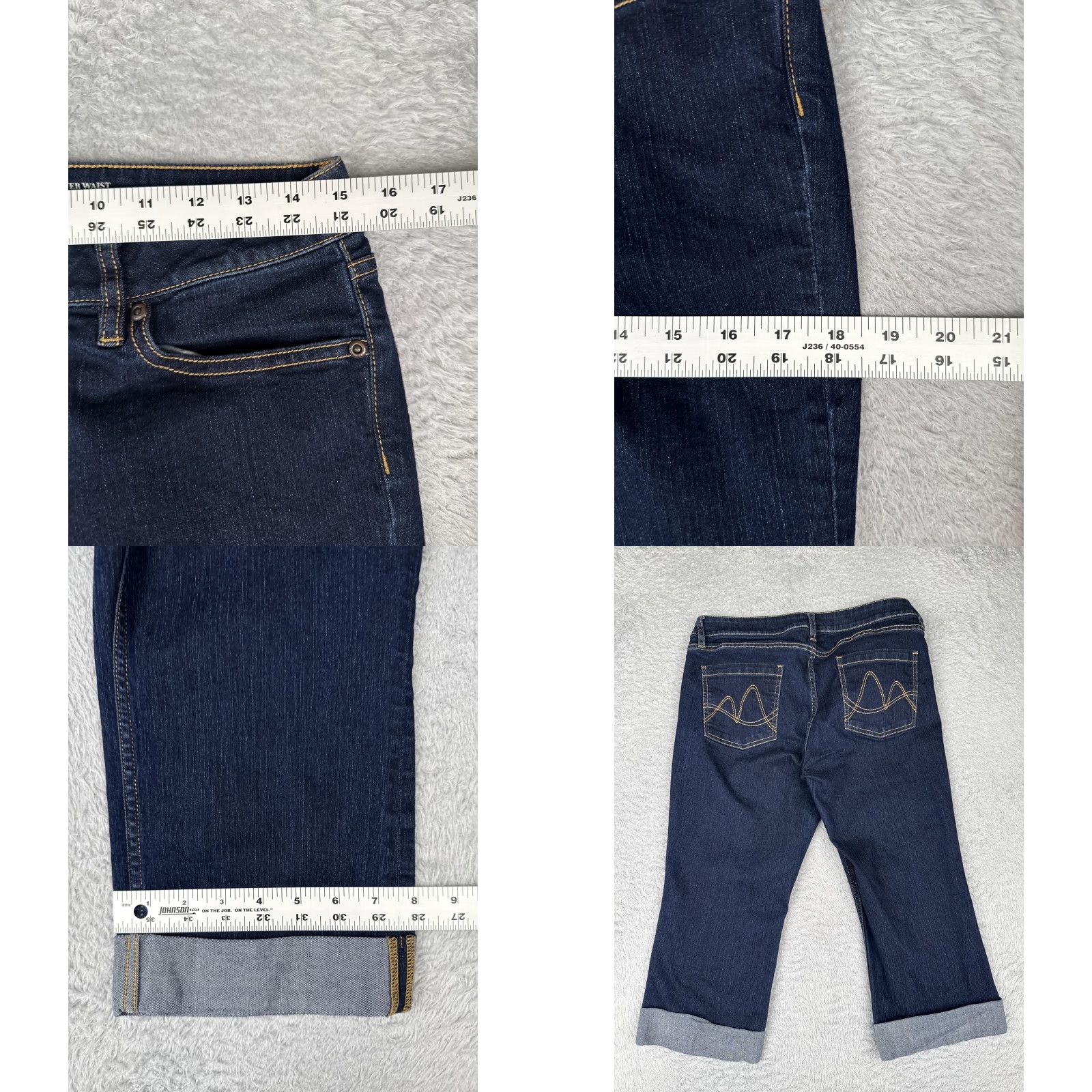 Vintage New York & Company Jeans Womens 10 Blue Curvy Skinny Crop Cuffed Stretch Denim Size 32" / US 10 / IT 46 - 9 Thumbnail