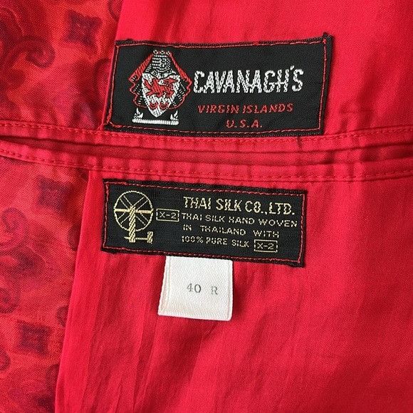 Vintage Cavanaugh's Virgin Islands Thai Silk Blazer Fluer Des Lis Ma Size 40R - 8 Thumbnail
