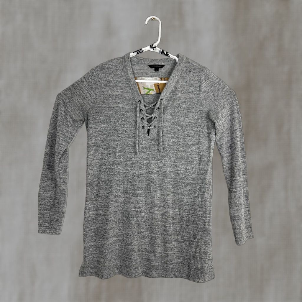 Banana Republic Banana Republic Womens M Henley Tie T-Shirt Gray Oversized Polyester Blend Shirts Mens Girls Womens Size M / US 6-8 / IT 42-44 - 1 Thumbnail